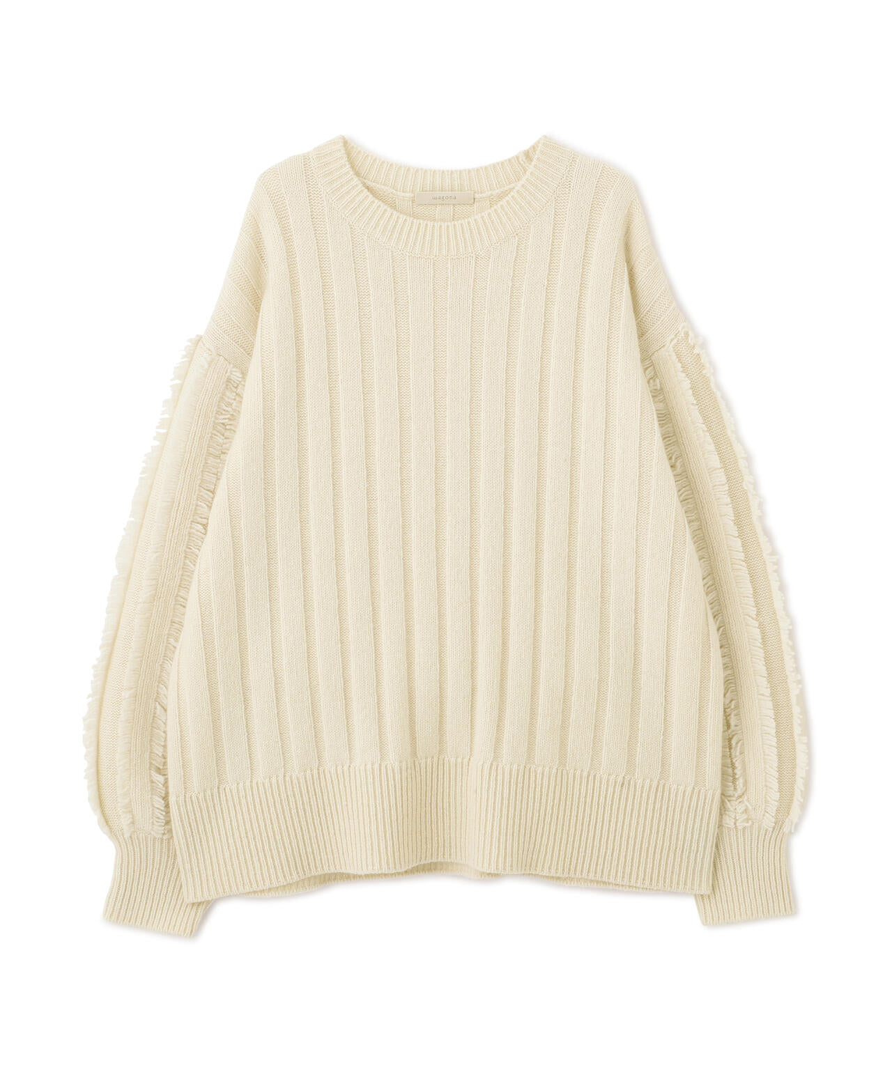 フリンジ袖ニットプルオーバー