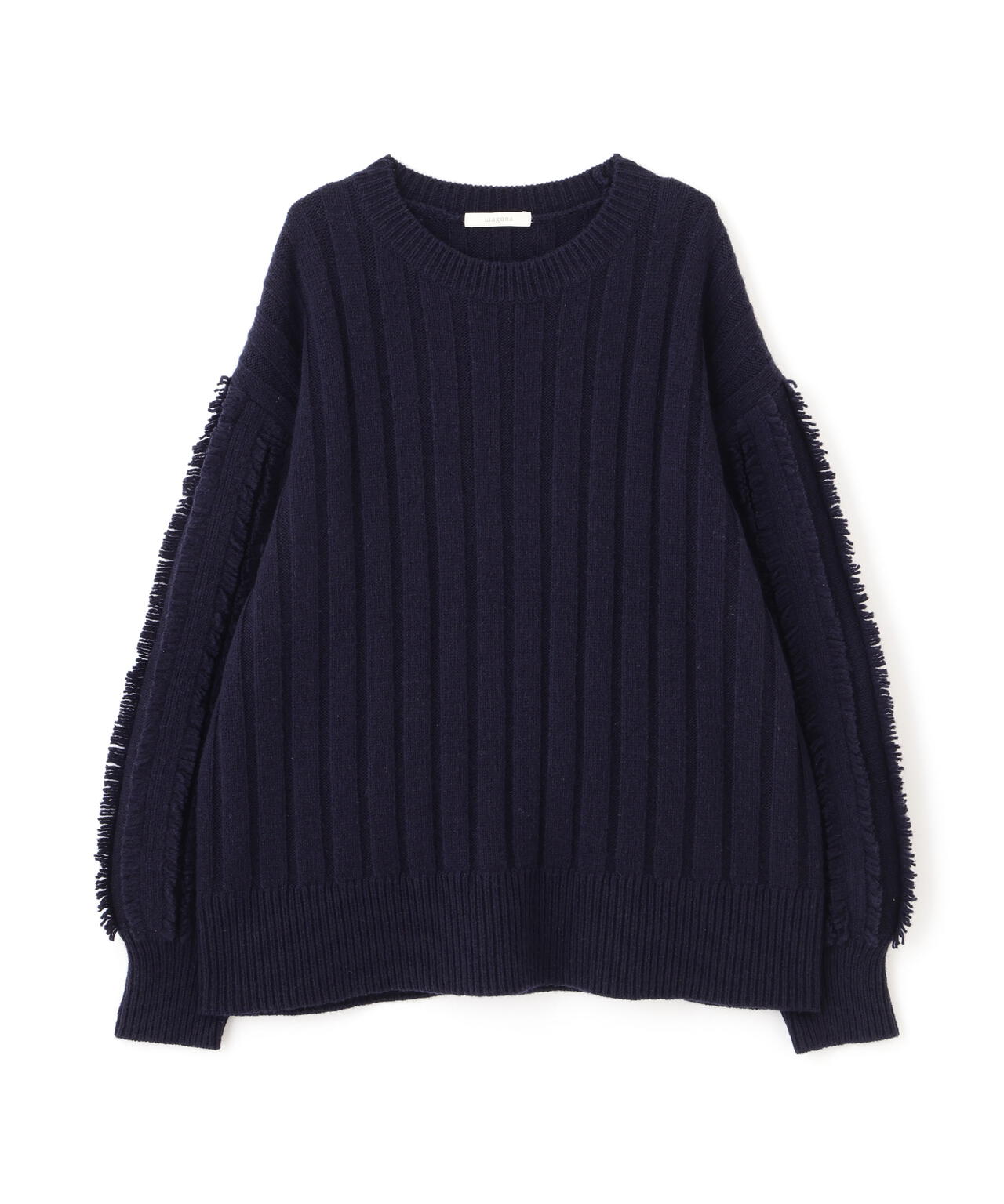 フリンジ袖ニットプルオーバー