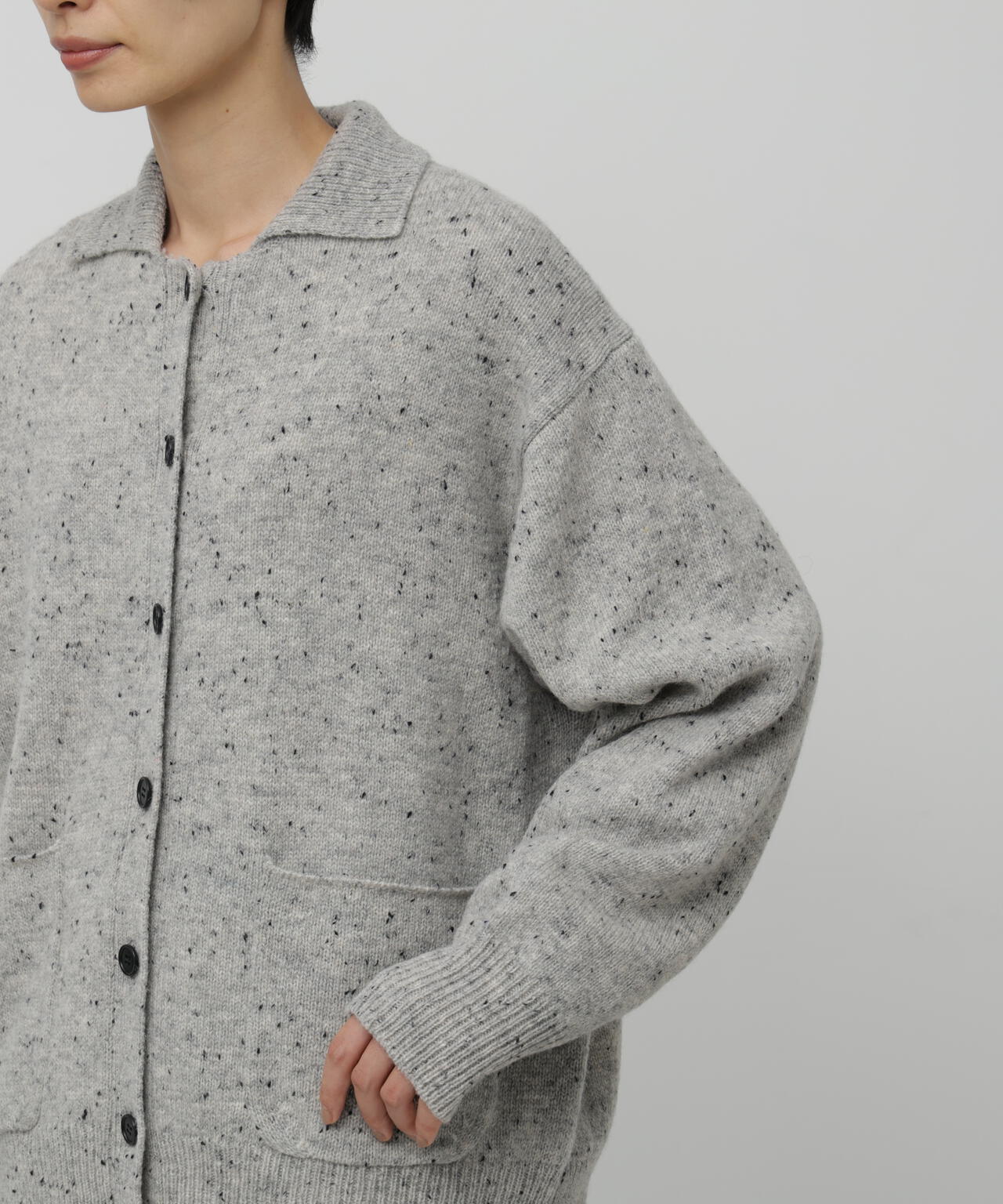 ウールネップヤーン衿付きカーディガン