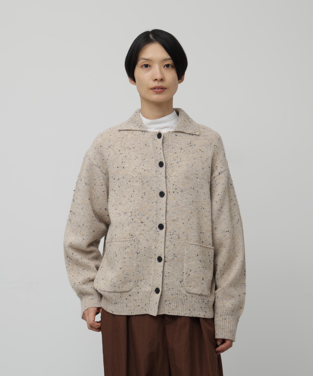 ウールネップヤーン衿付きカーディガン