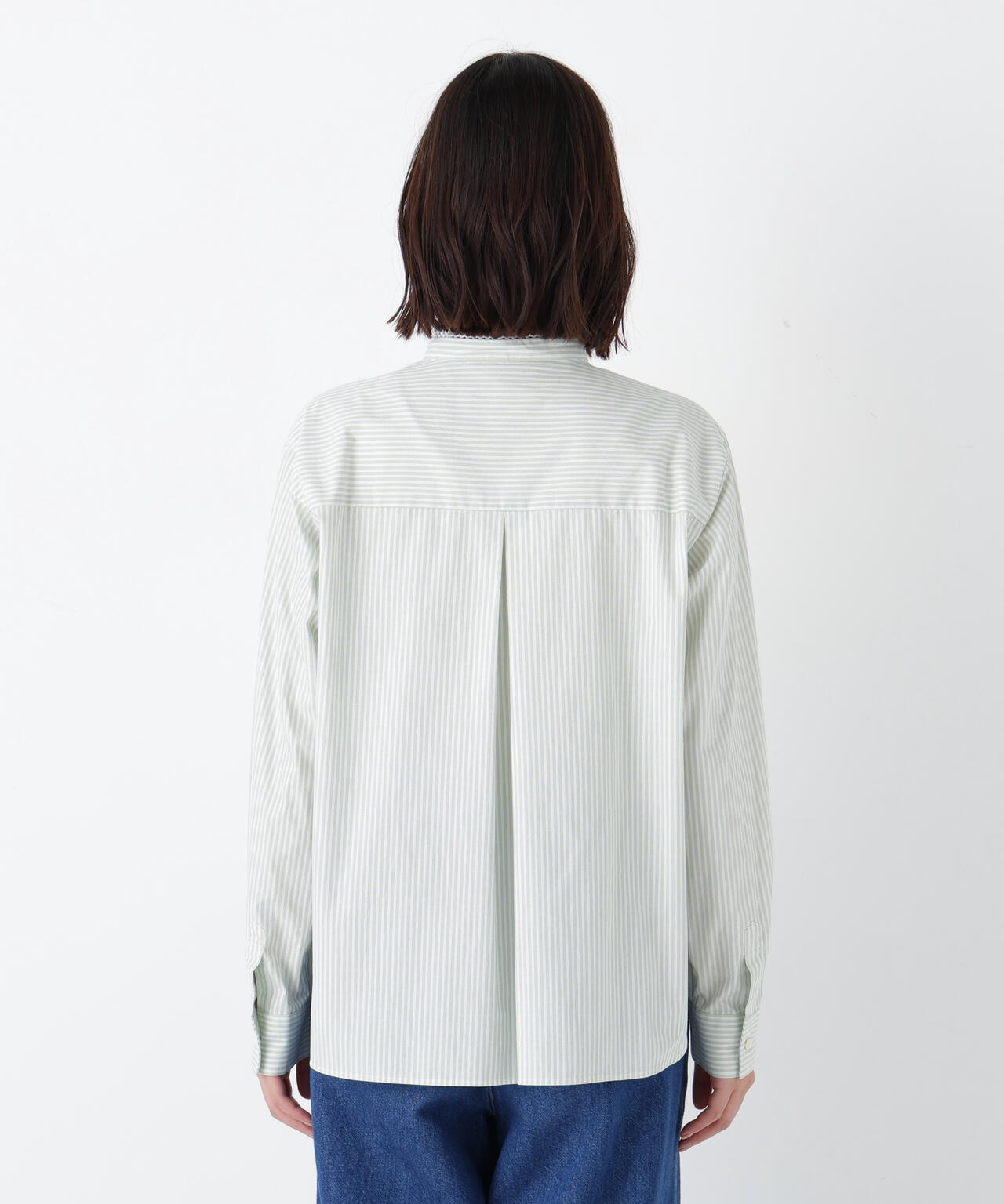 ドビーストライプレースカラーブラウス