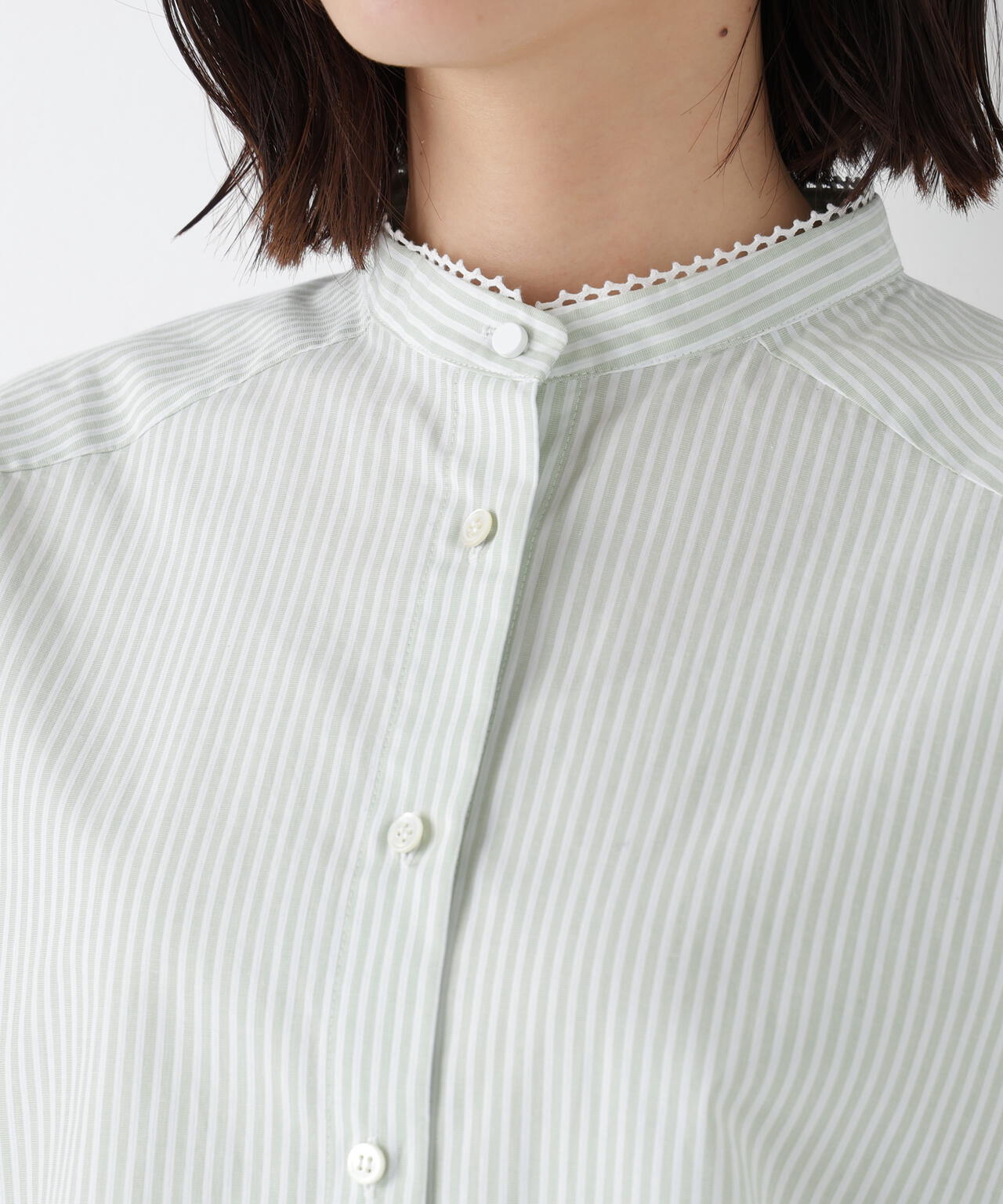 ドビーストライプレースカラーブラウス