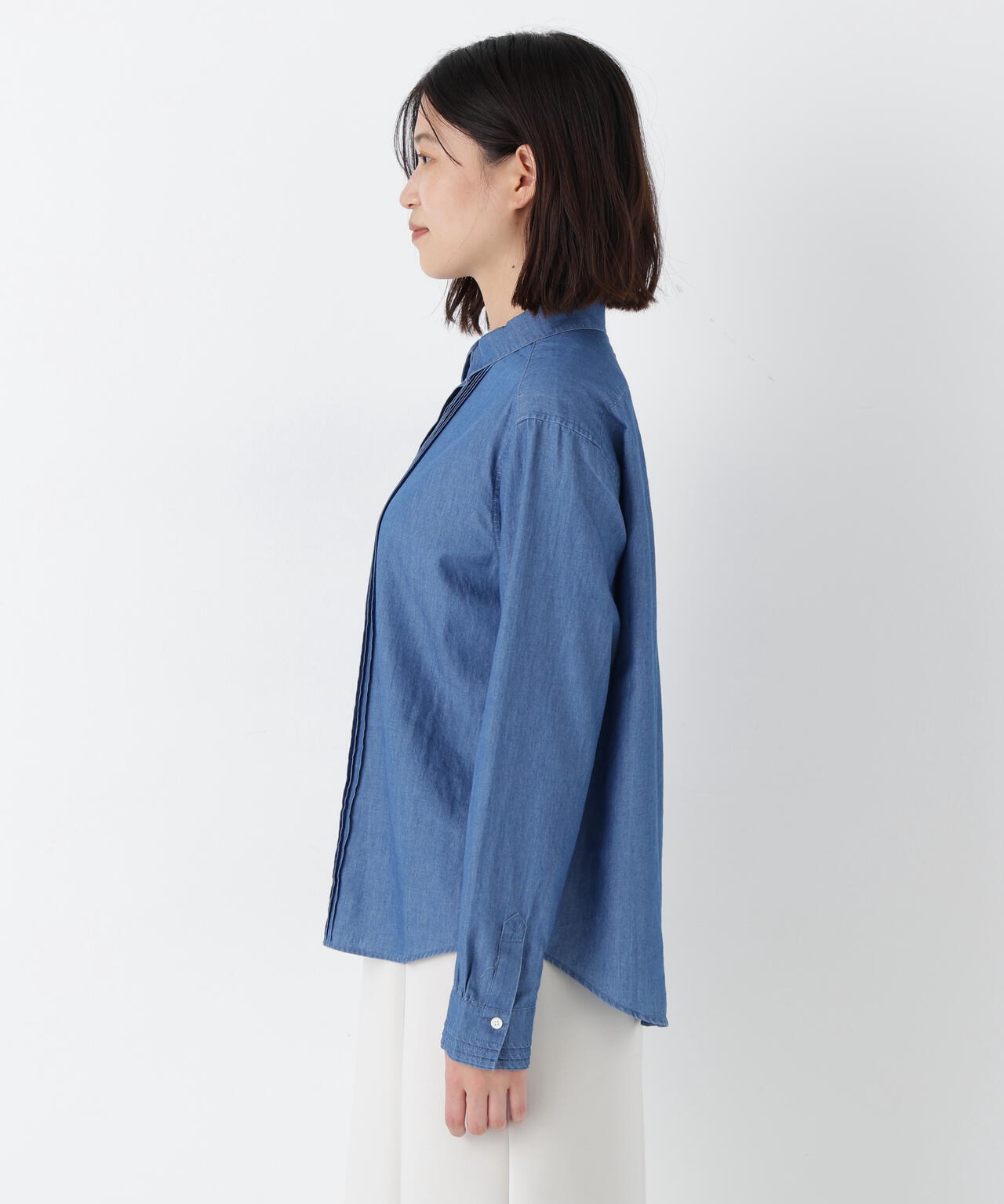 ライトオンスデニムピンタックブラウス