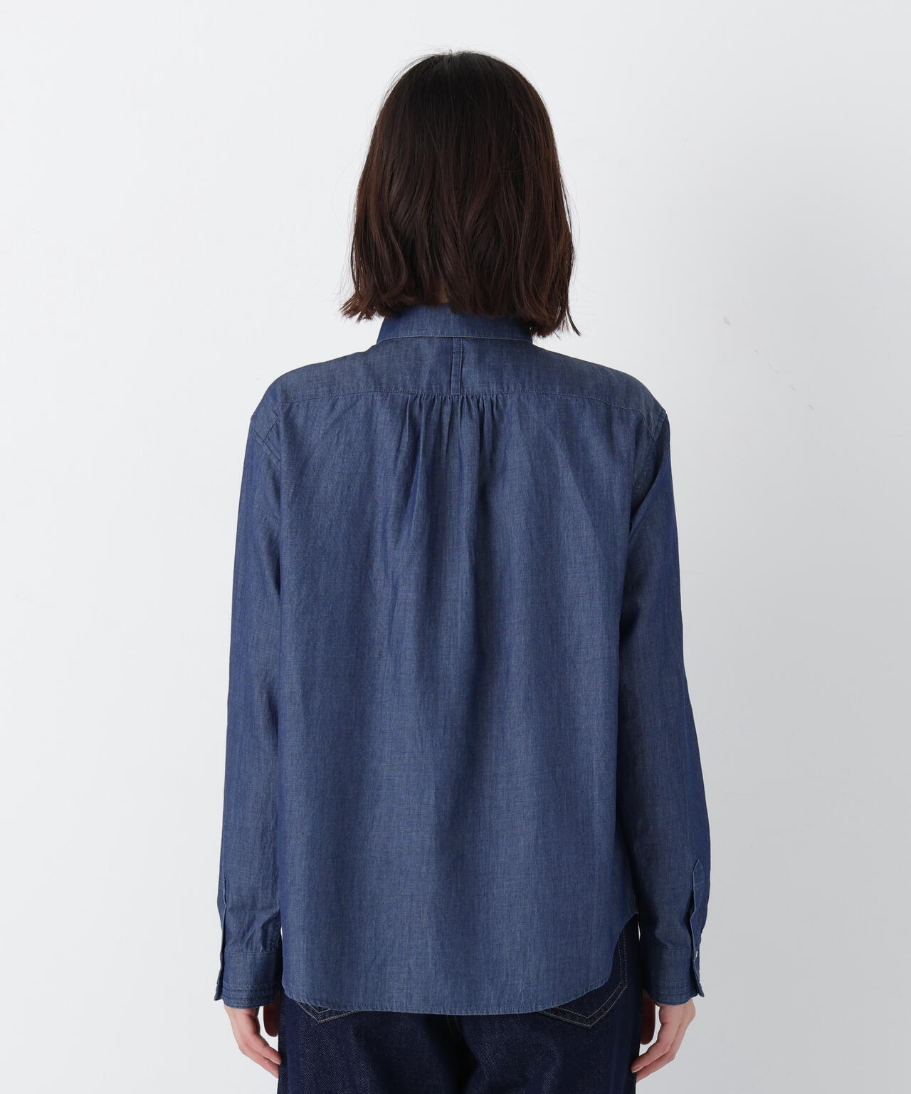 ライトオンスデニムピンタックブラウス