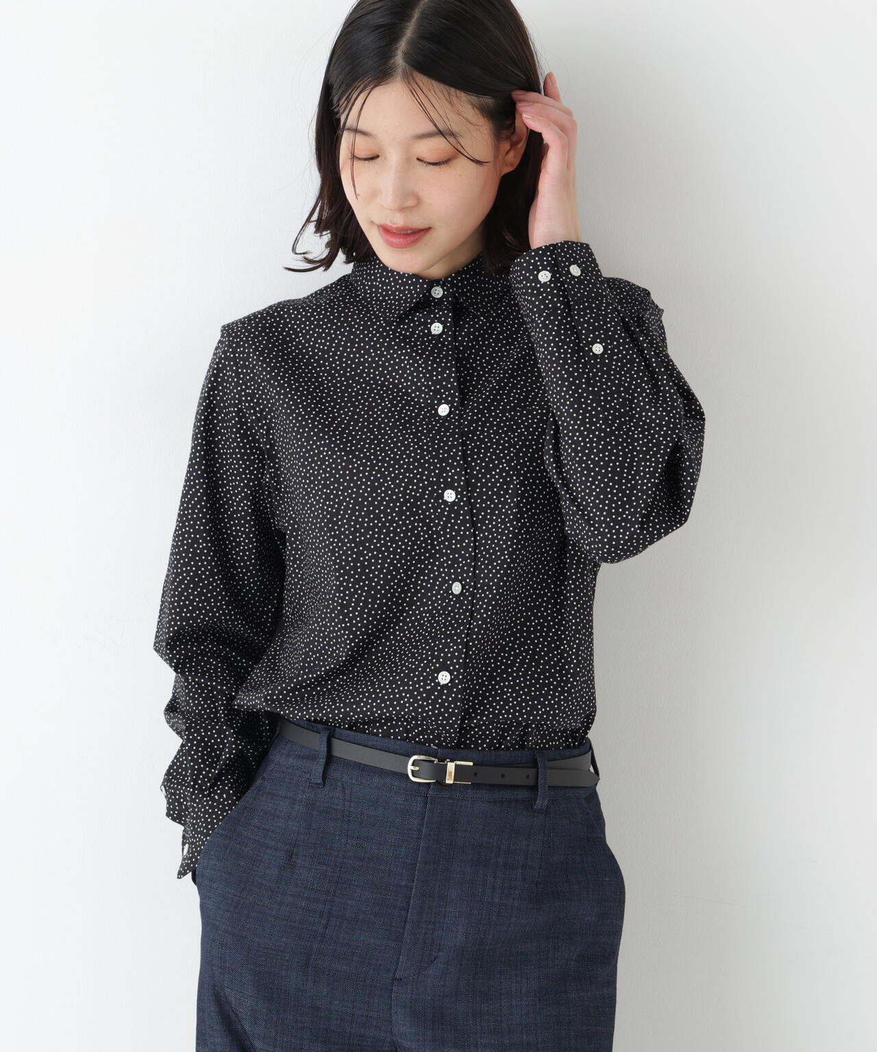 ≪洗える≫ドット柄ベーシックシャツ