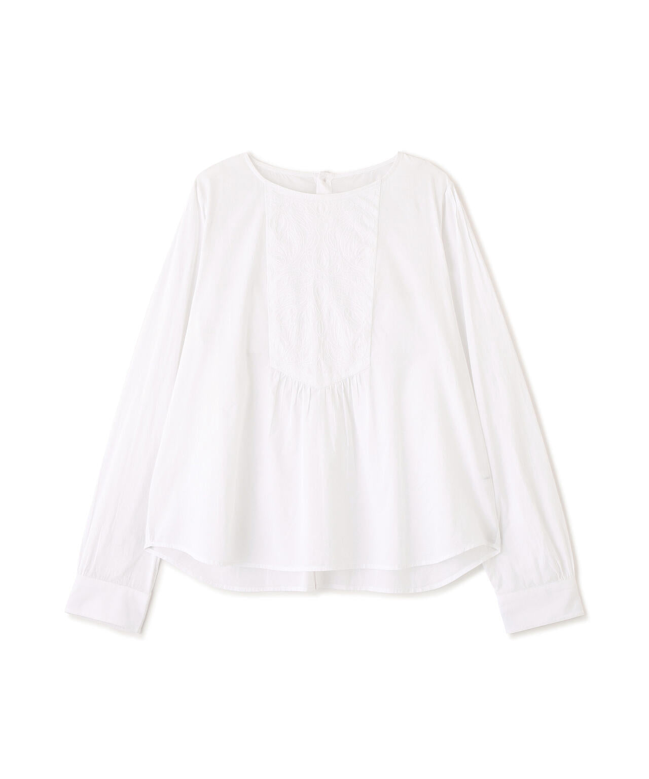 《洗える》インドキルト刺繍ノーカラーブラウス