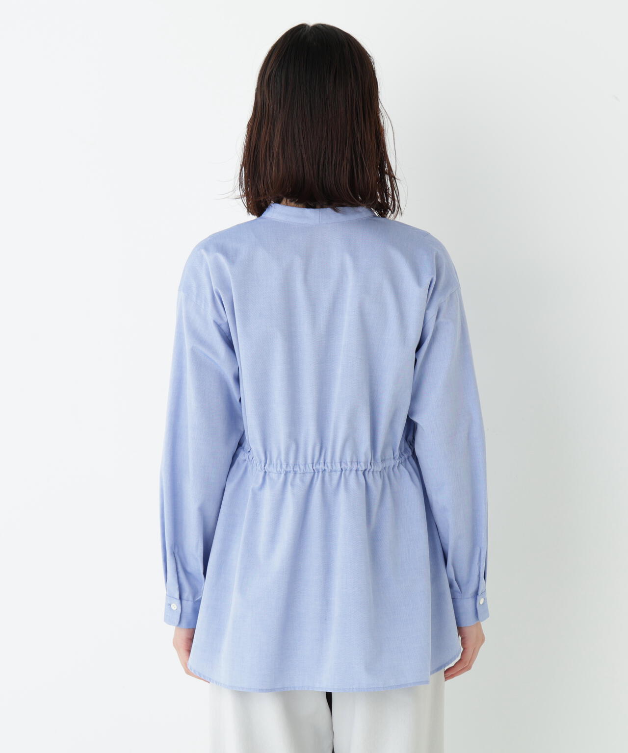 《洗える》シャンブレーオックスドロストブラウス