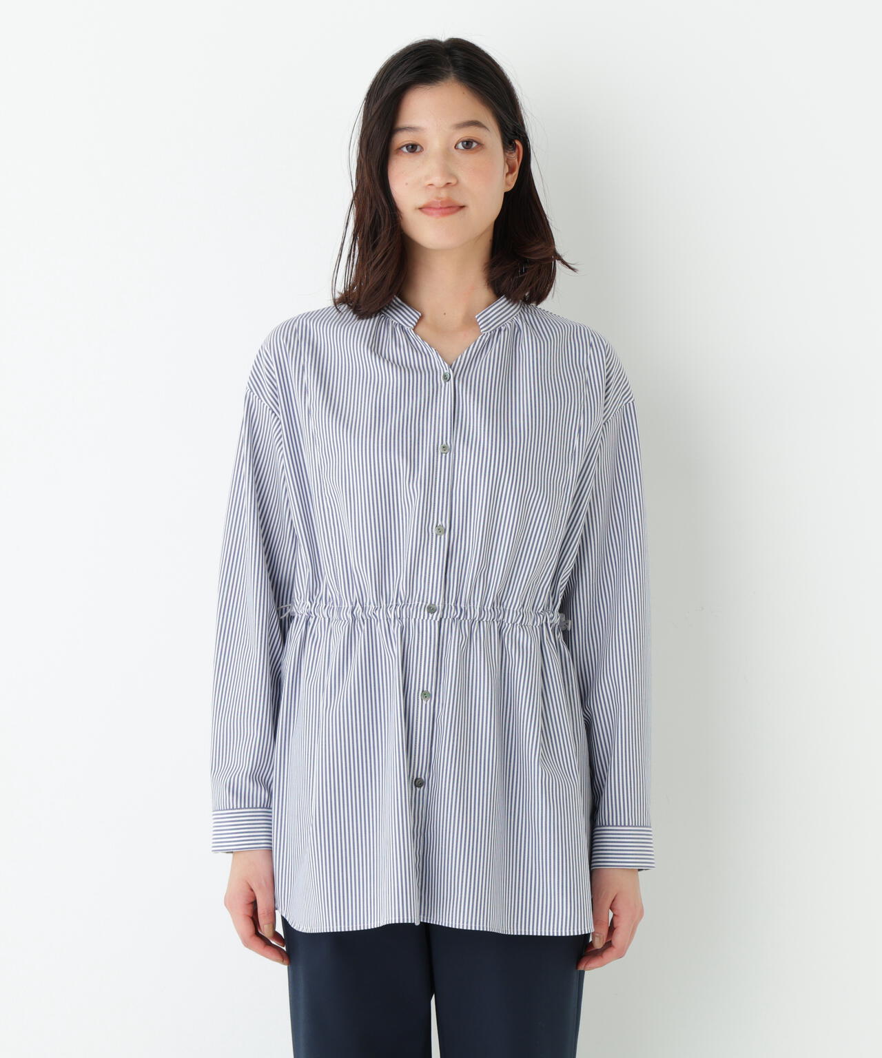 《洗える》シャンブレーオックスドロストブラウス