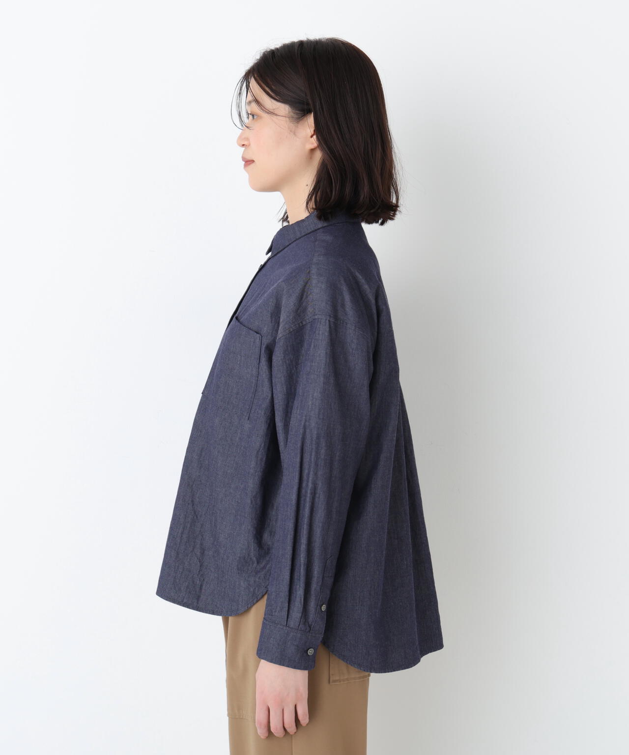 《定番素材 / 洗える》ライトオンデニムシャツ