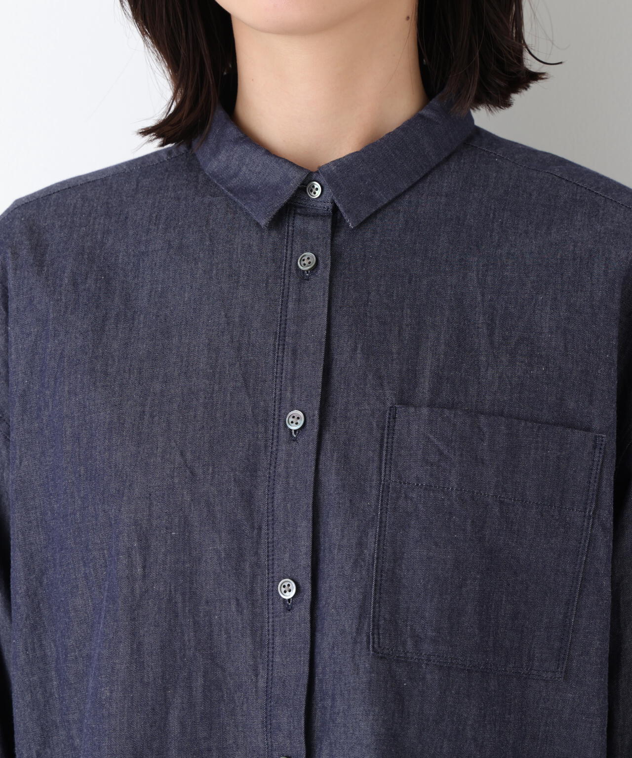 《定番素材 / 洗える》ライトオンデニムシャツ