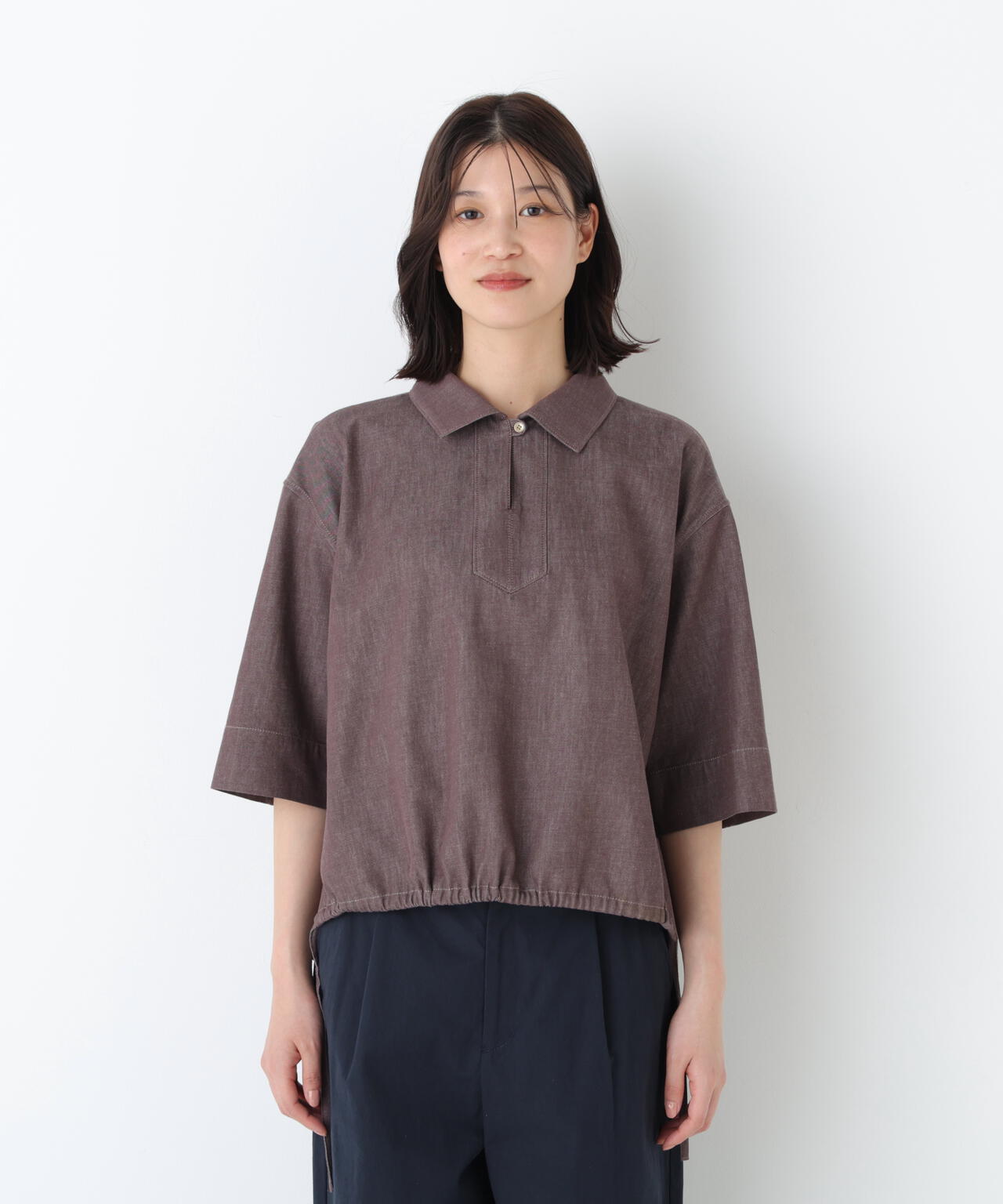 《定番素材 / 洗える》ライトオンスデニムスキッパーブラウス