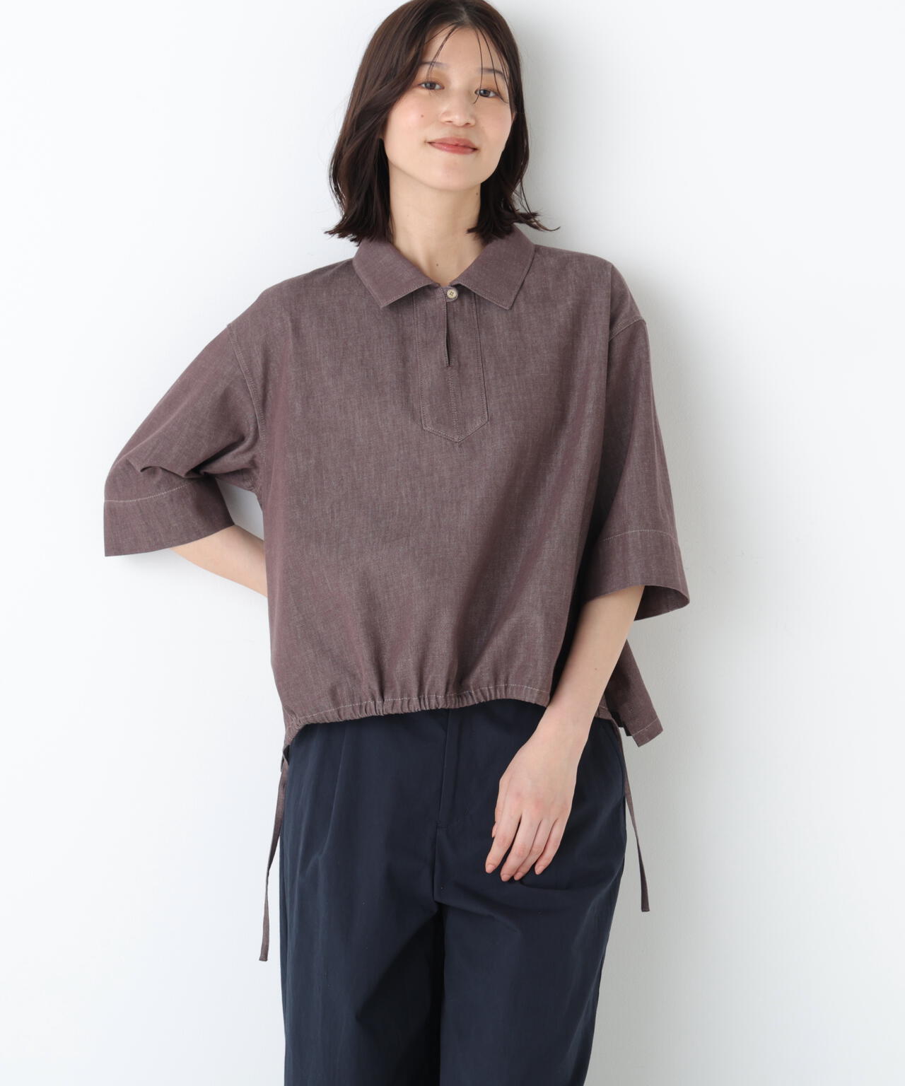 《定番素材 / 洗える》ライトオンスデニムスキッパーブラウス