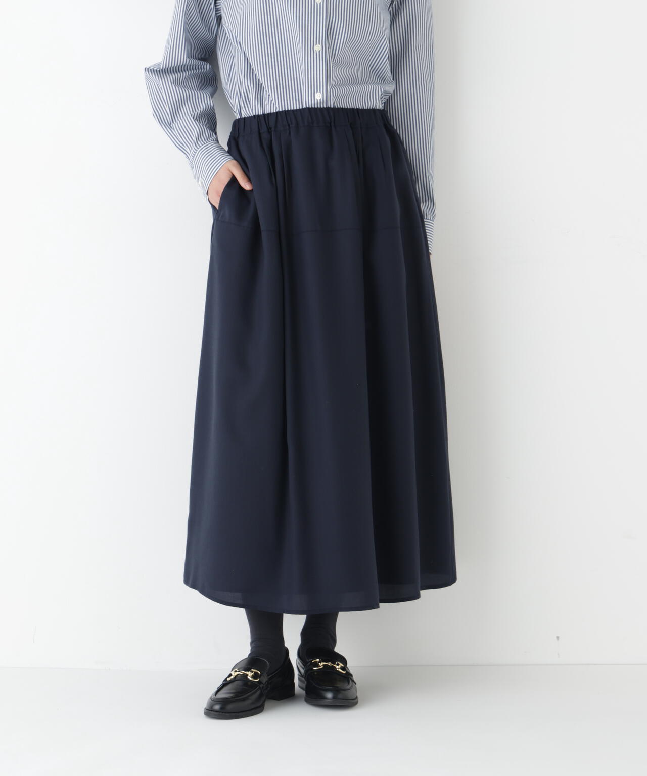 ≪洗える≫変形ドットタックギャザーSK
