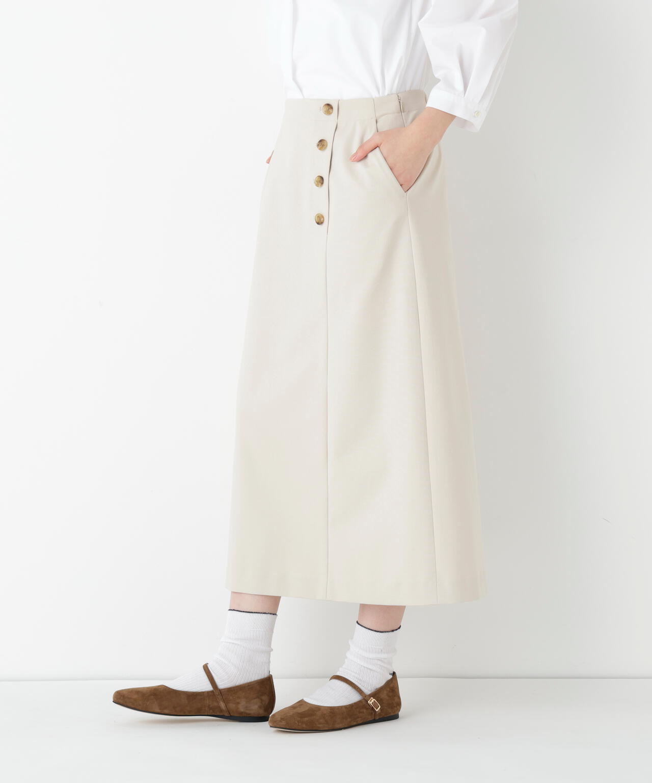 《洗える》ストレッチポンチAラインスカート