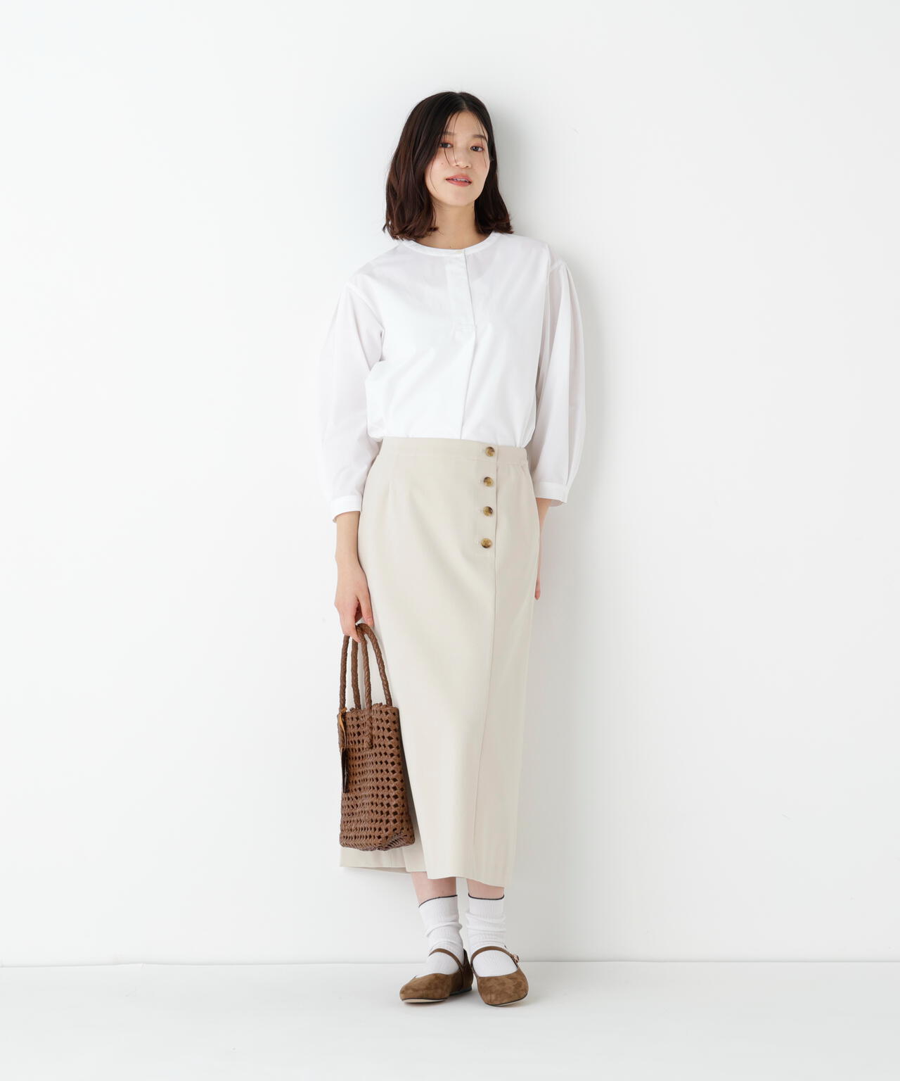 《洗える》ストレッチポンチAラインスカート