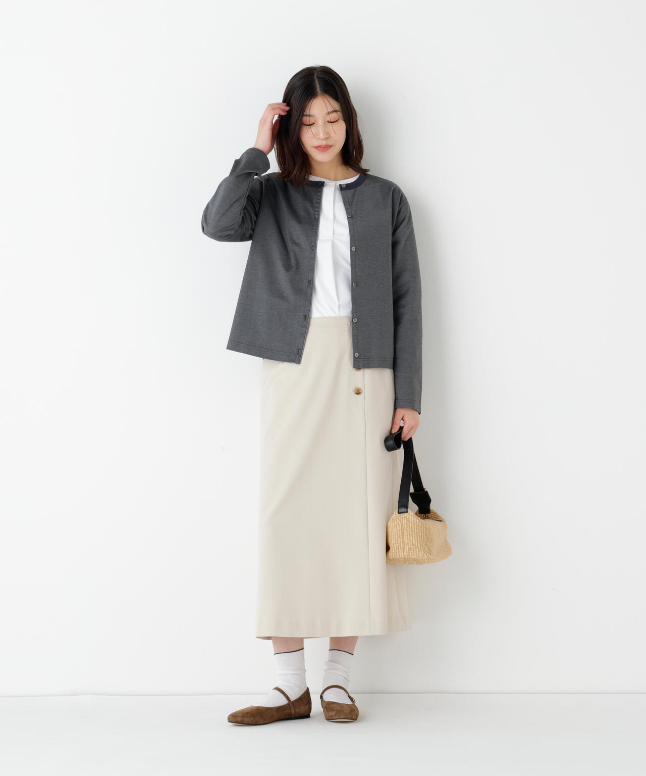 《洗える》ストレッチポンチAラインスカート
