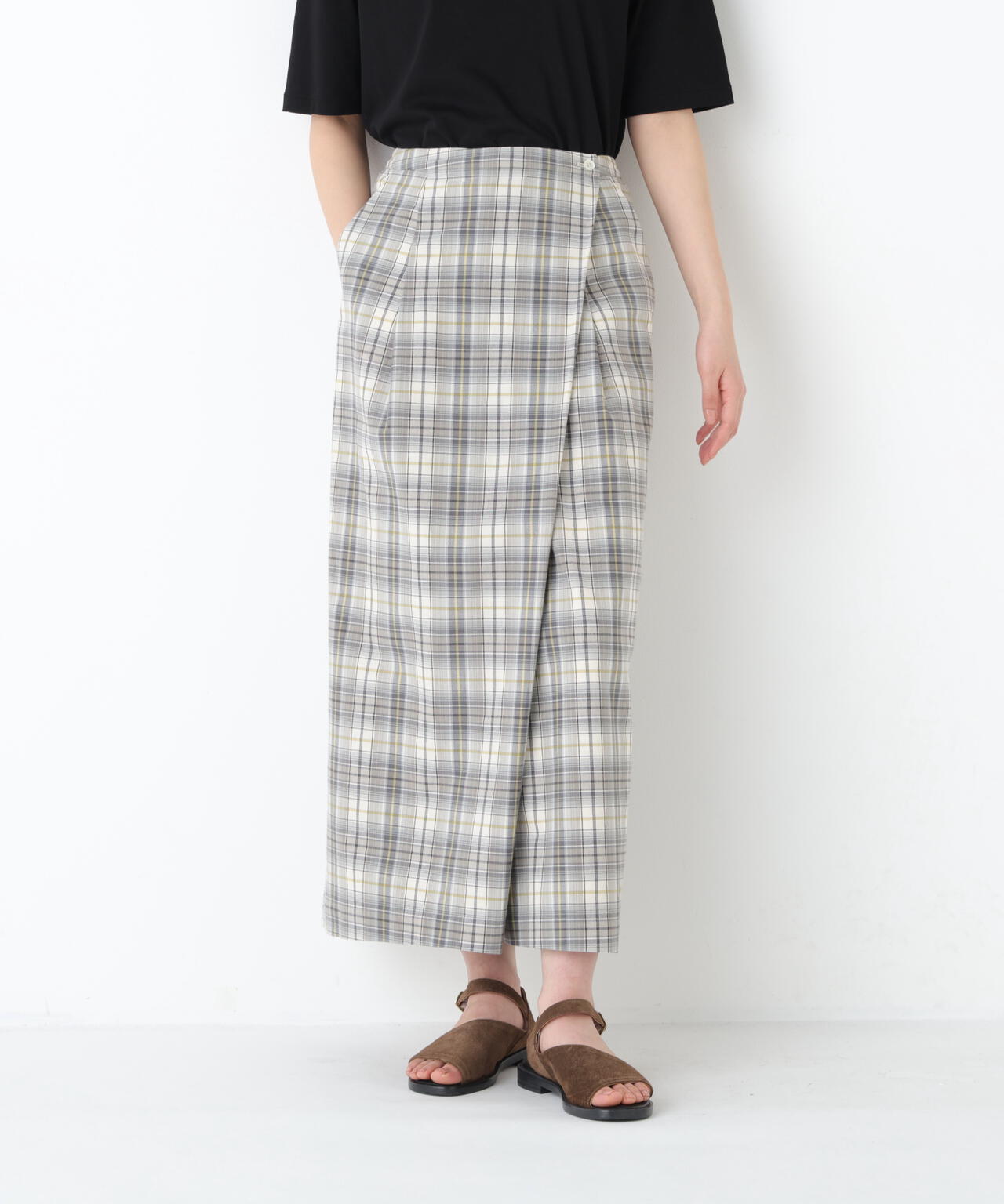 《洗える》ラップライクチェックスカート