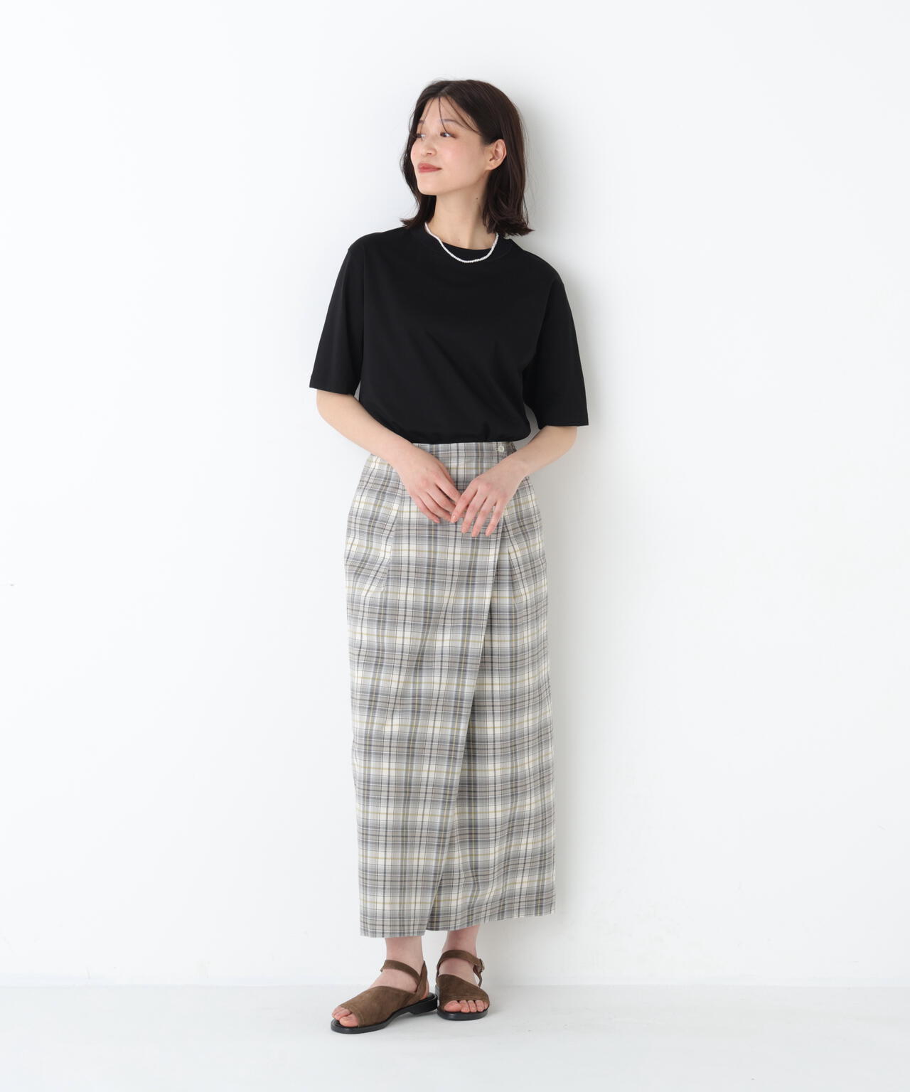 《洗える》ラップライクチェックスカート