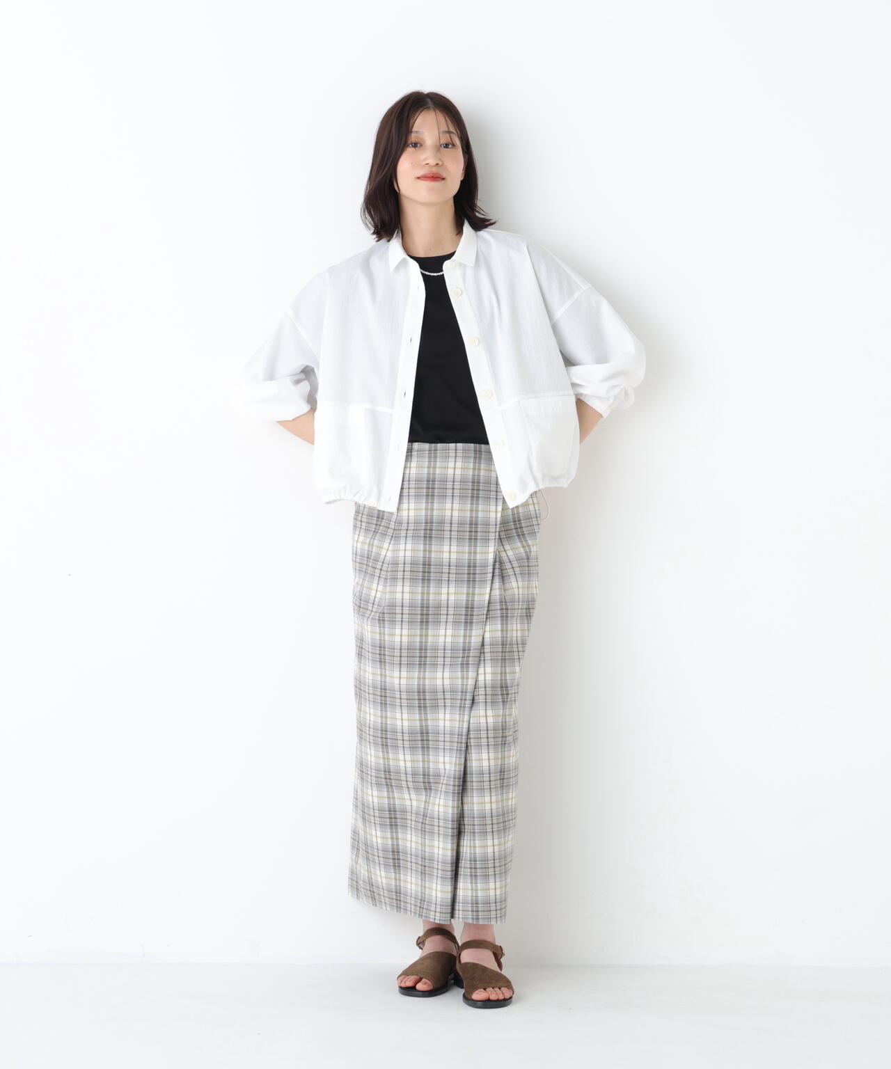 《洗える》ラップライクチェックスカート