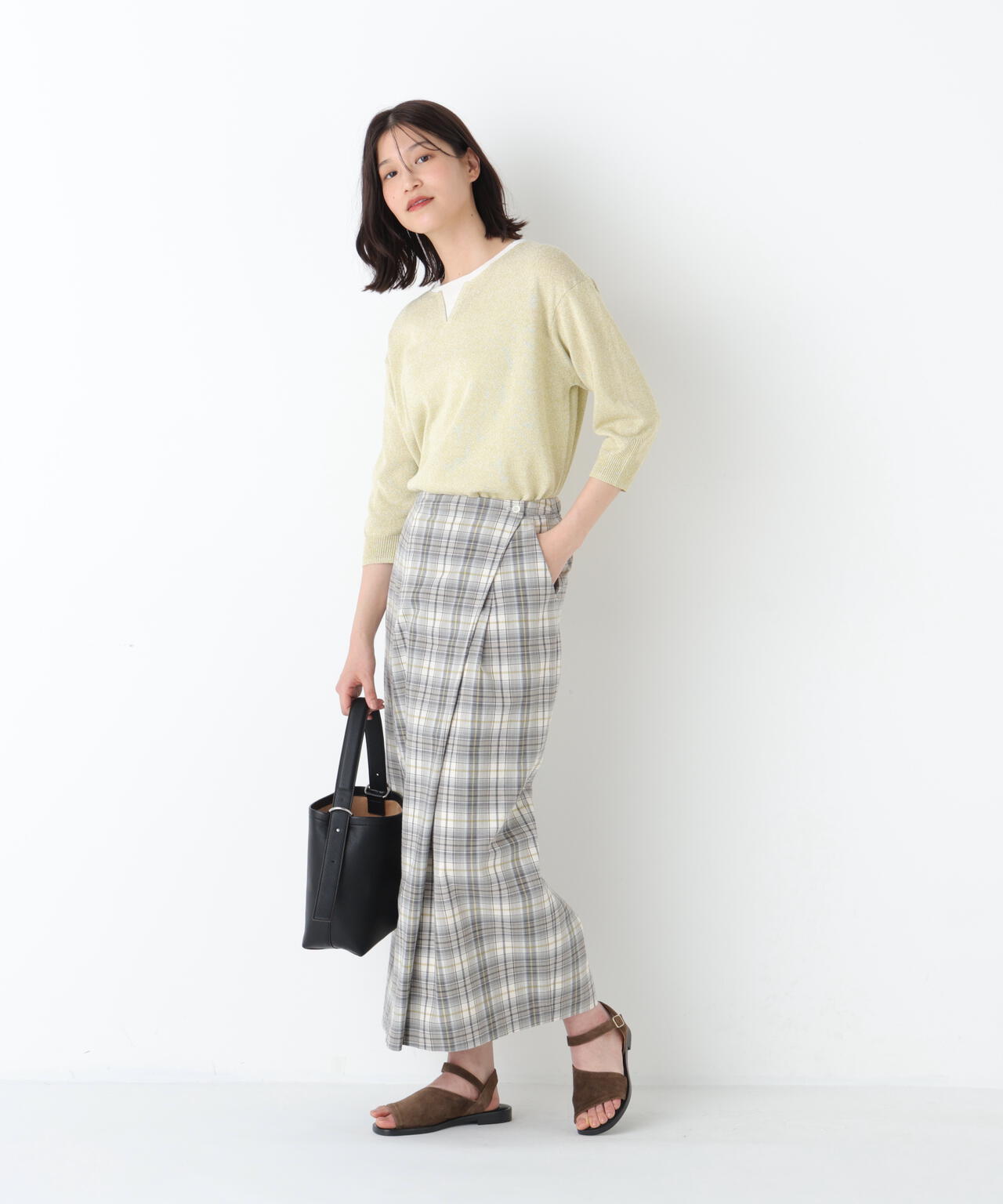 《洗える》ラップライクチェックスカート