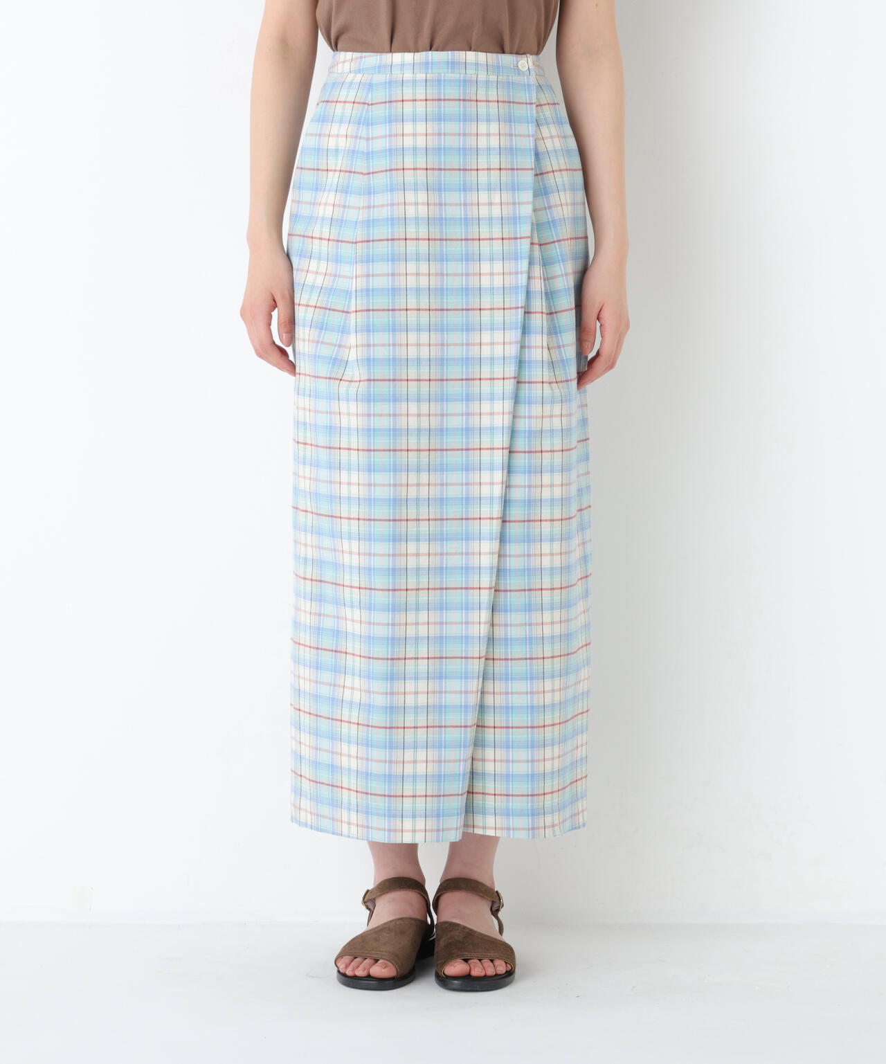 《洗える》ラップライクチェックスカート