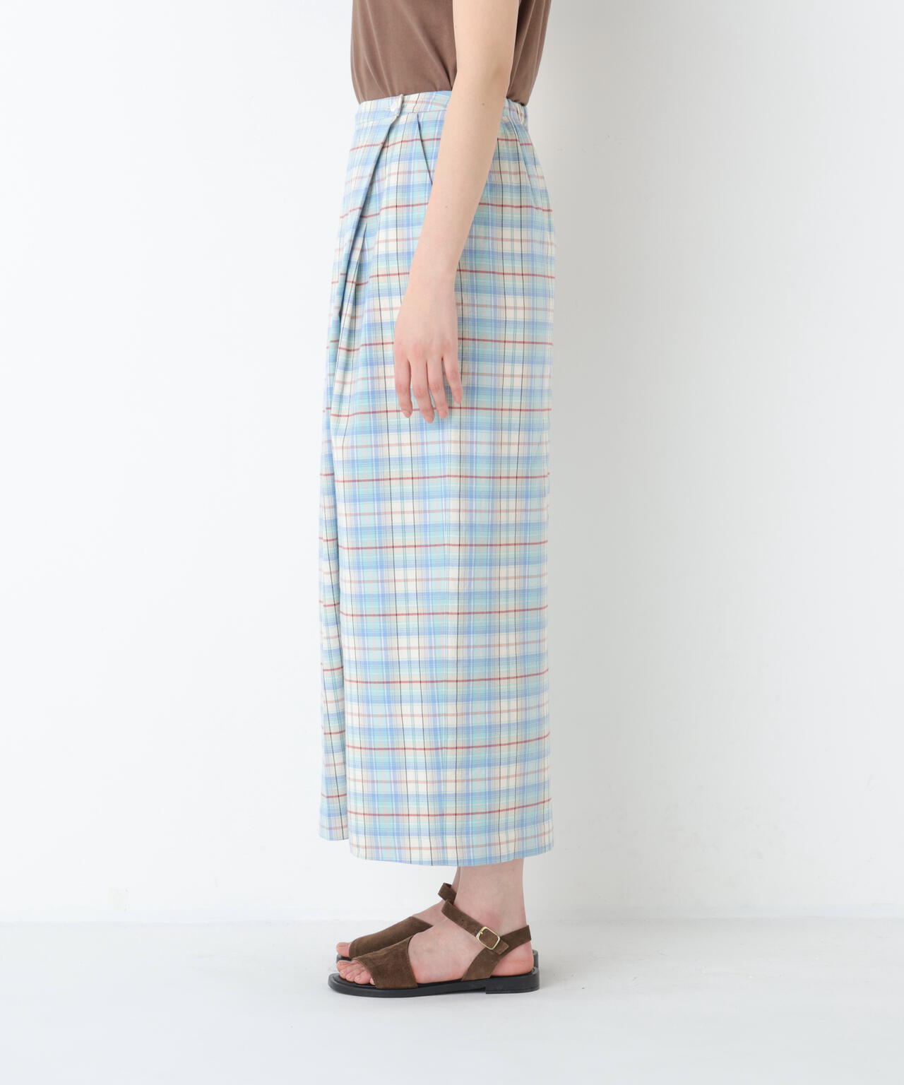 《洗える》ラップライクチェックスカート