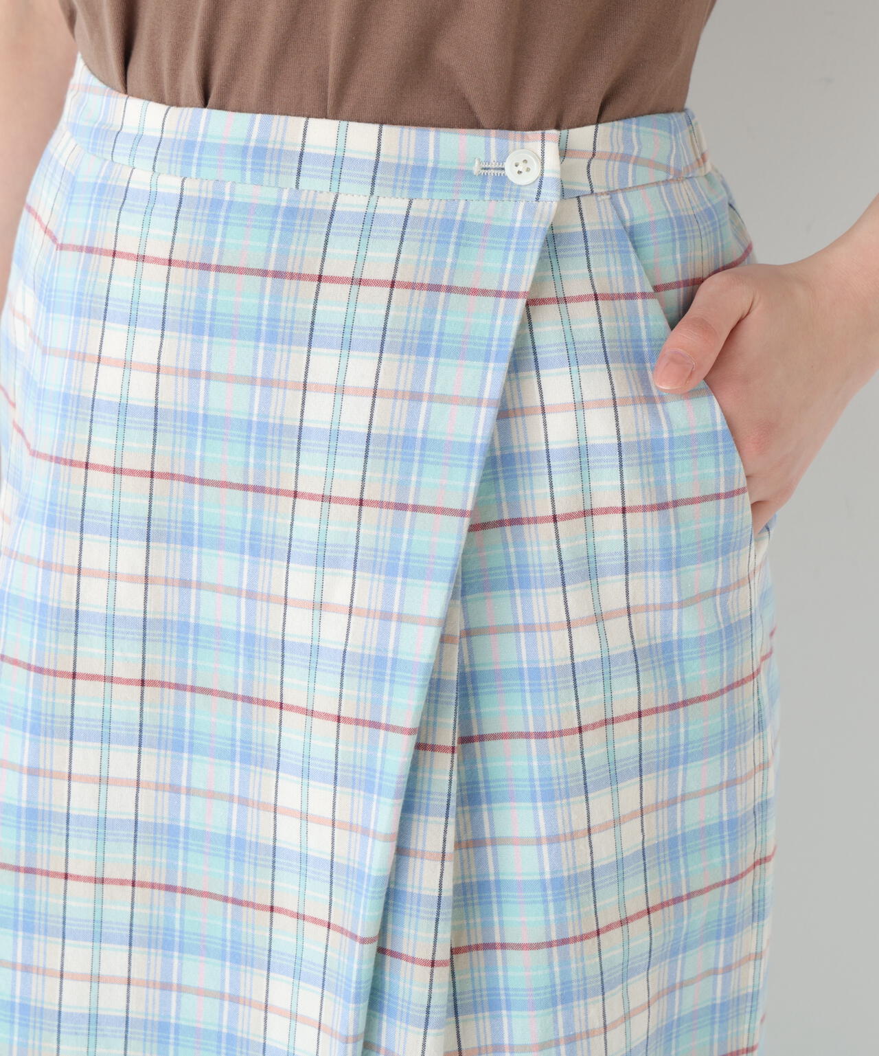 《洗える》ラップライクチェックスカート