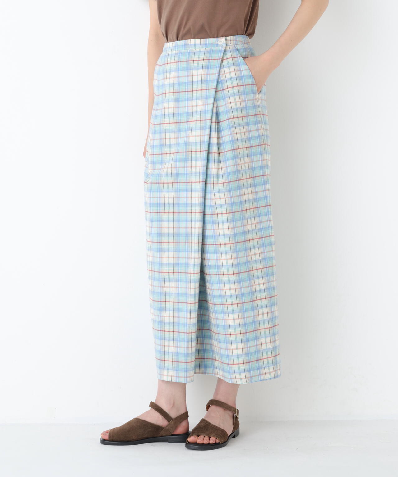 《洗える》ラップライクチェックスカート