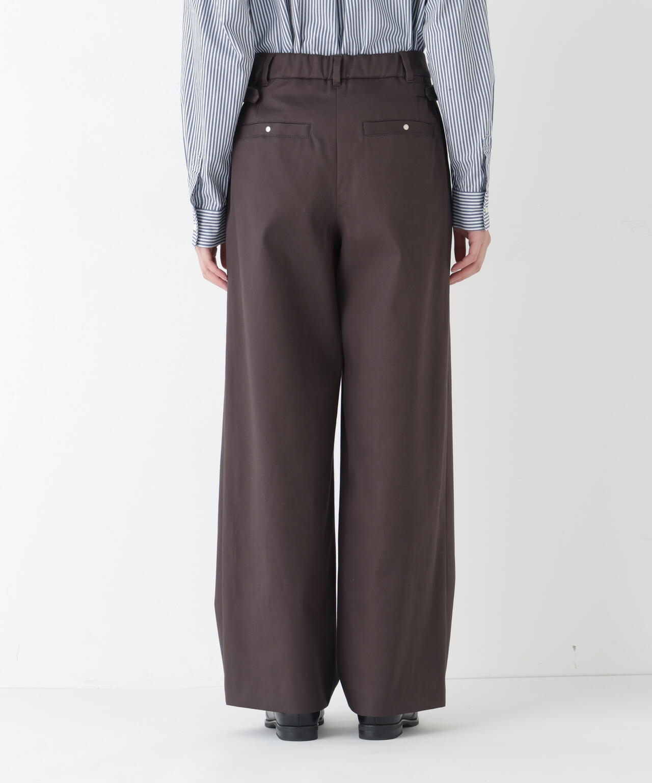 《マルチサイズ展開 / 洗える》 オーガニックコットン ダブルクロスセミワイドパンツ