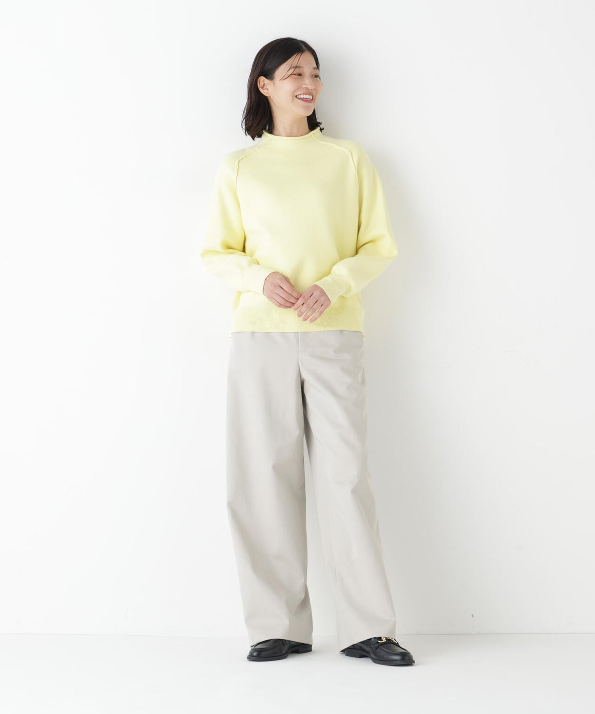 《マルチサイズ展開 / 洗える》 オーガニックコットン ダブルクロスセミワイドパンツ