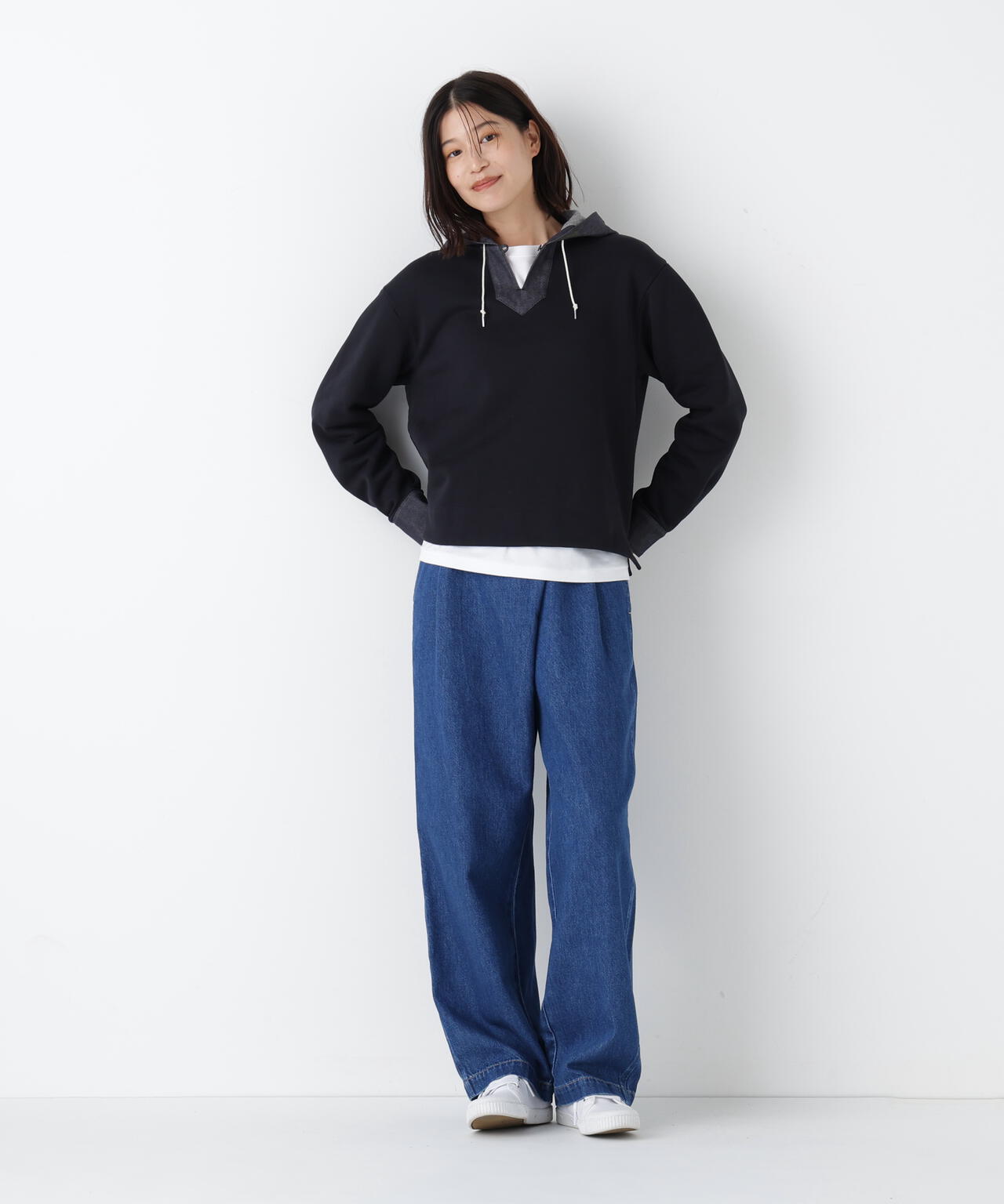 《洗える》ソフトデニムバレルパンツ