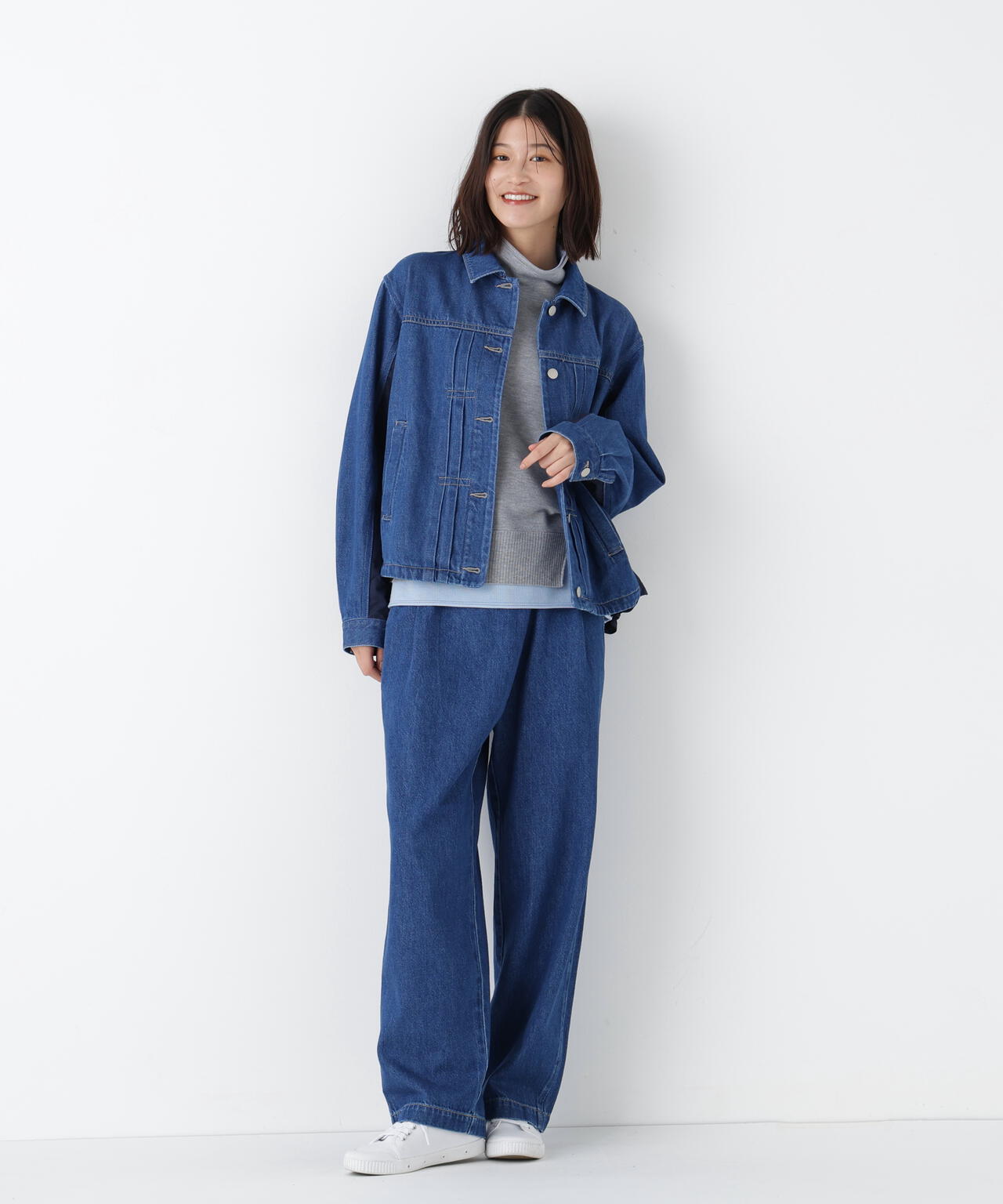 《洗える》ソフトデニムバレルパンツ