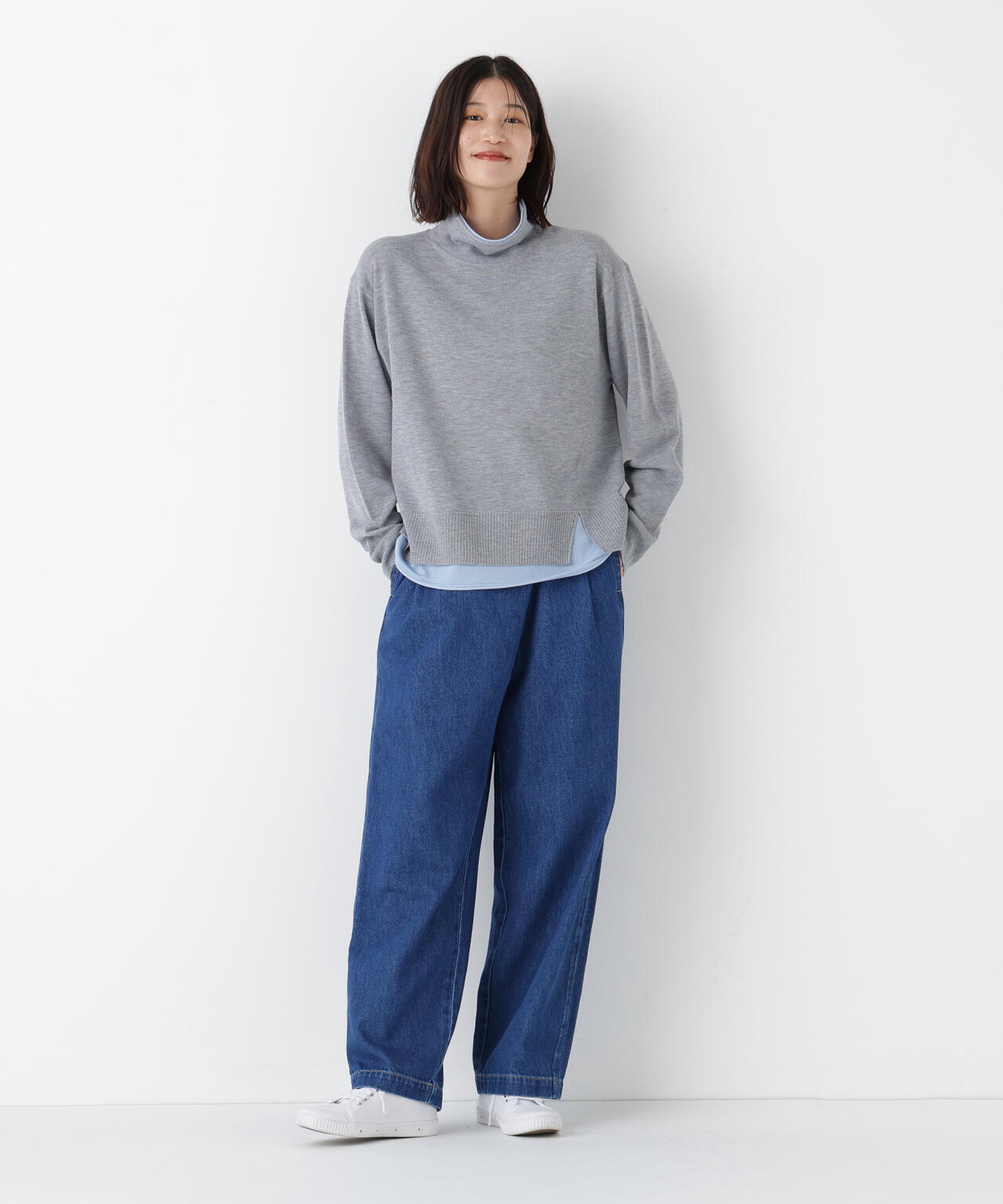《洗える》ソフトデニムバレルパンツ