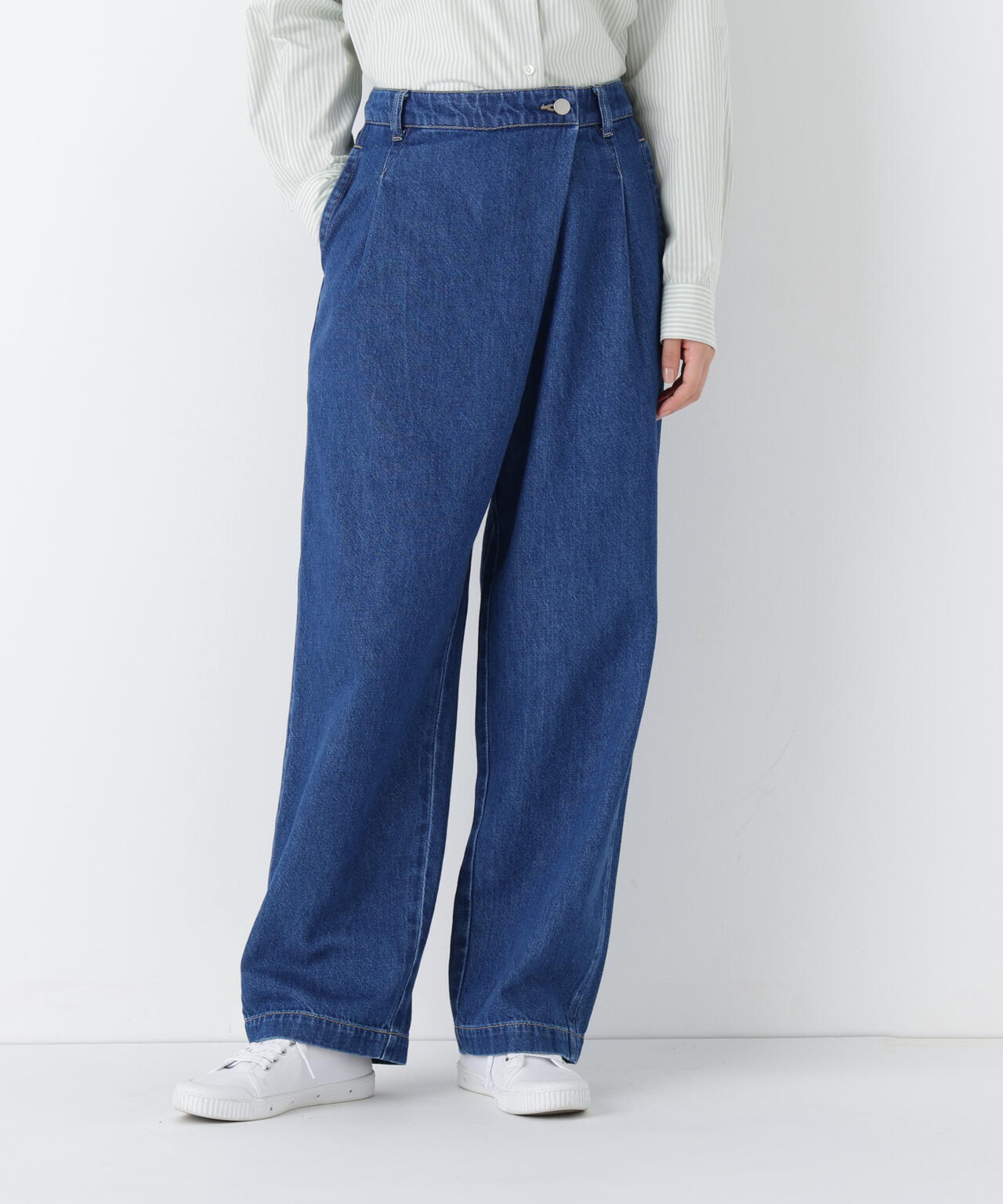 《洗える》ソフトデニムバレルパンツ