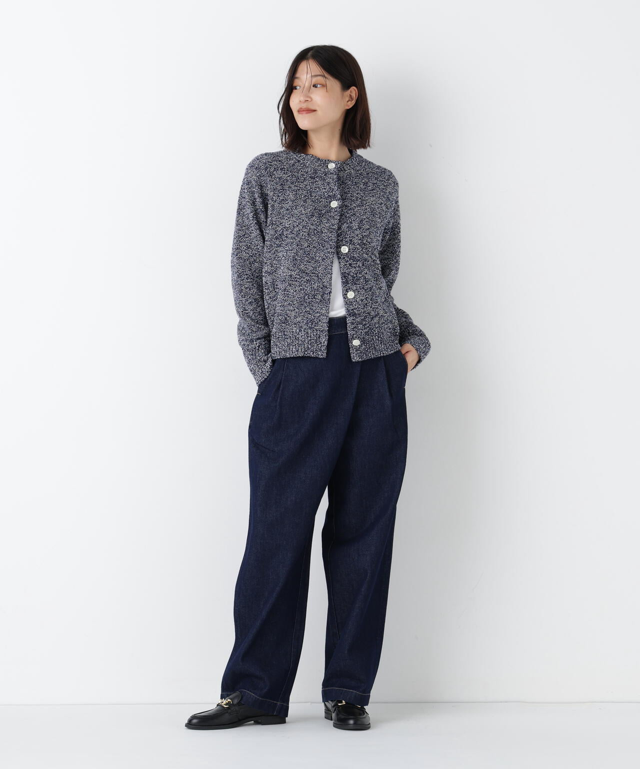 《洗える》ソフトデニムバレルパンツ