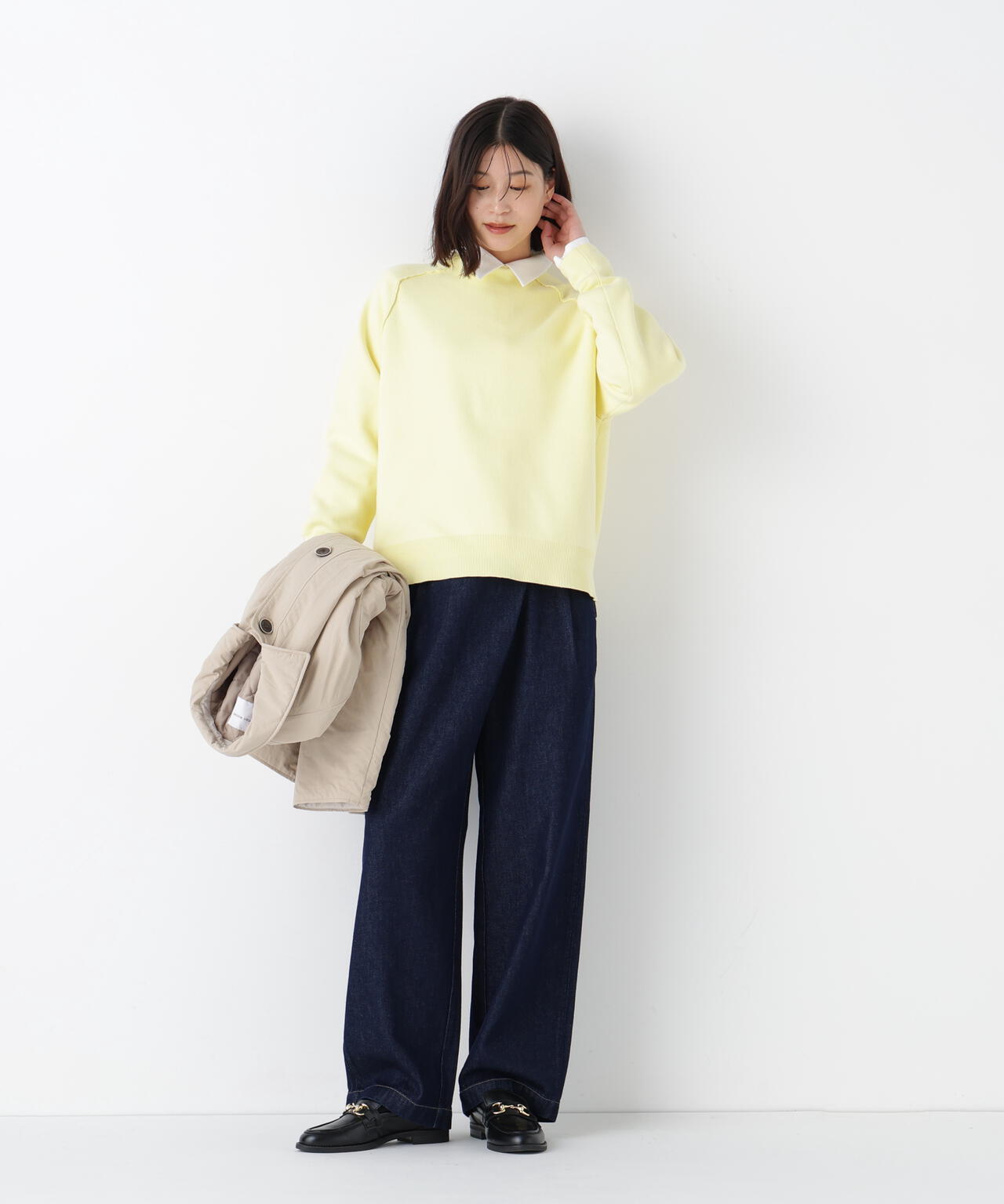 《洗える》ソフトデニムバレルパンツ