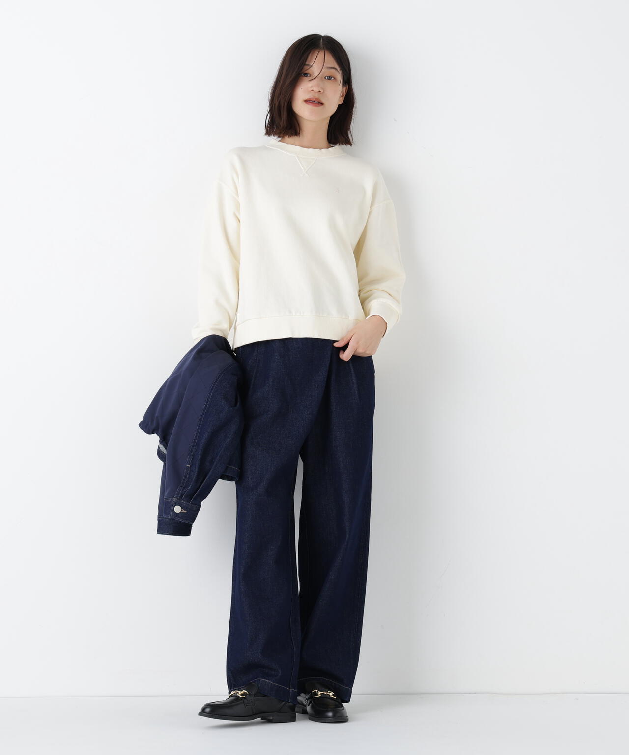 《洗える》ソフトデニムバレルパンツ