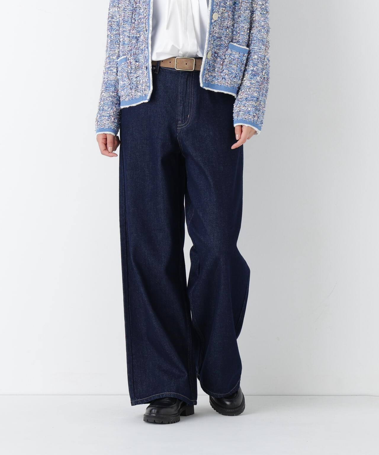 ソフトデニムセミワイドパンツ