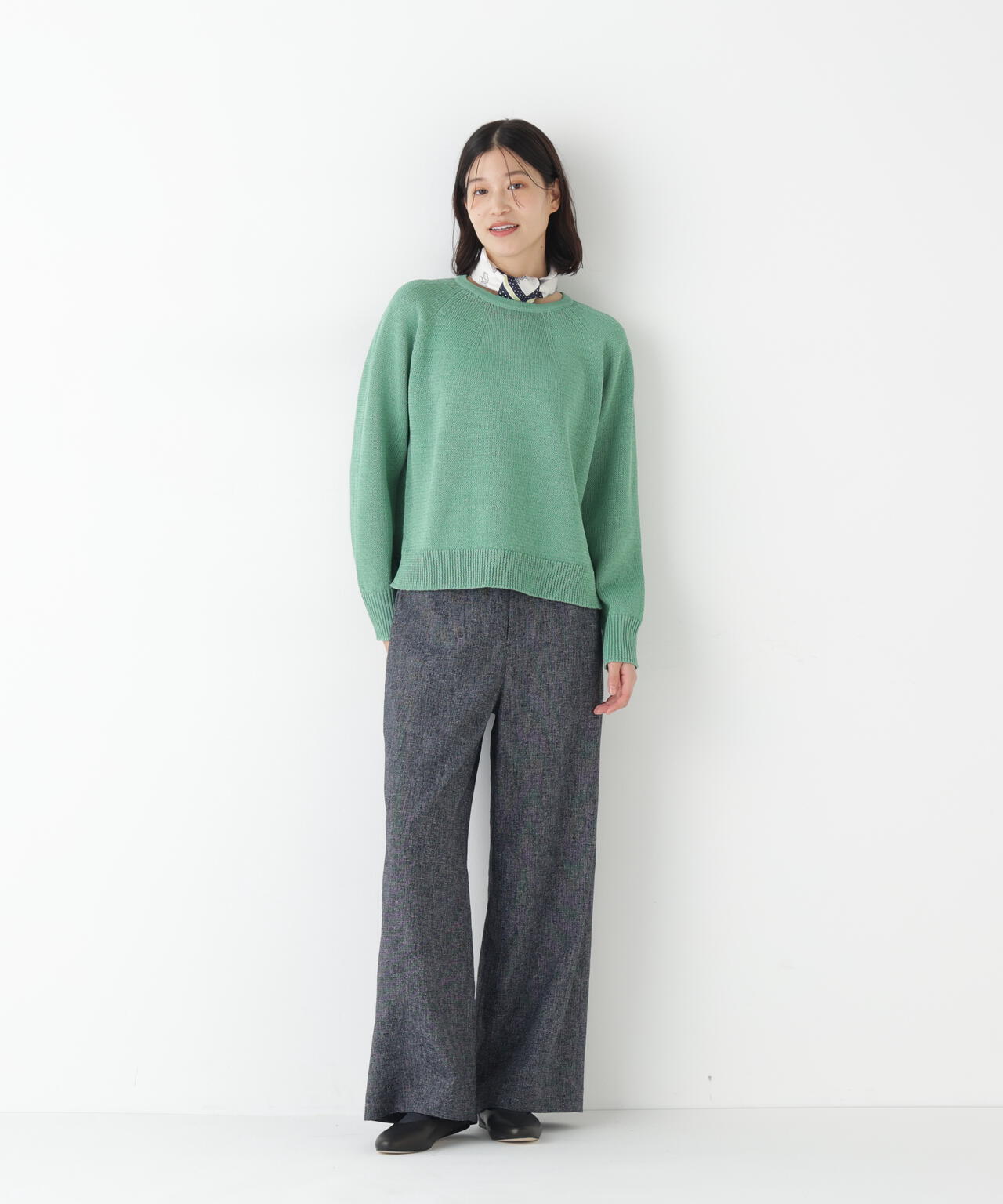 ≪セットアップ可≫ツィードセミワイドパンツ