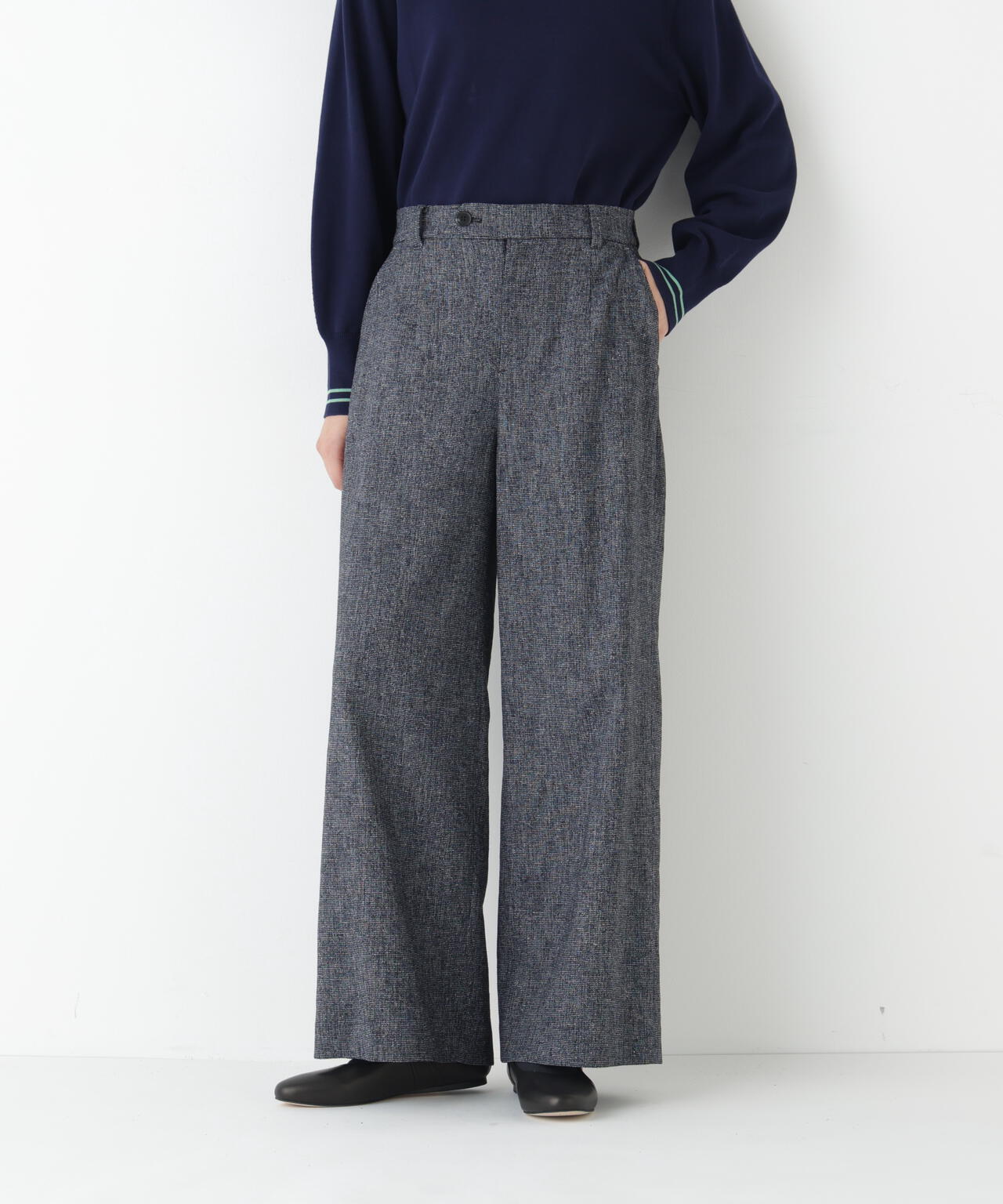 ≪セットアップ可≫ツィードセミワイドパンツ