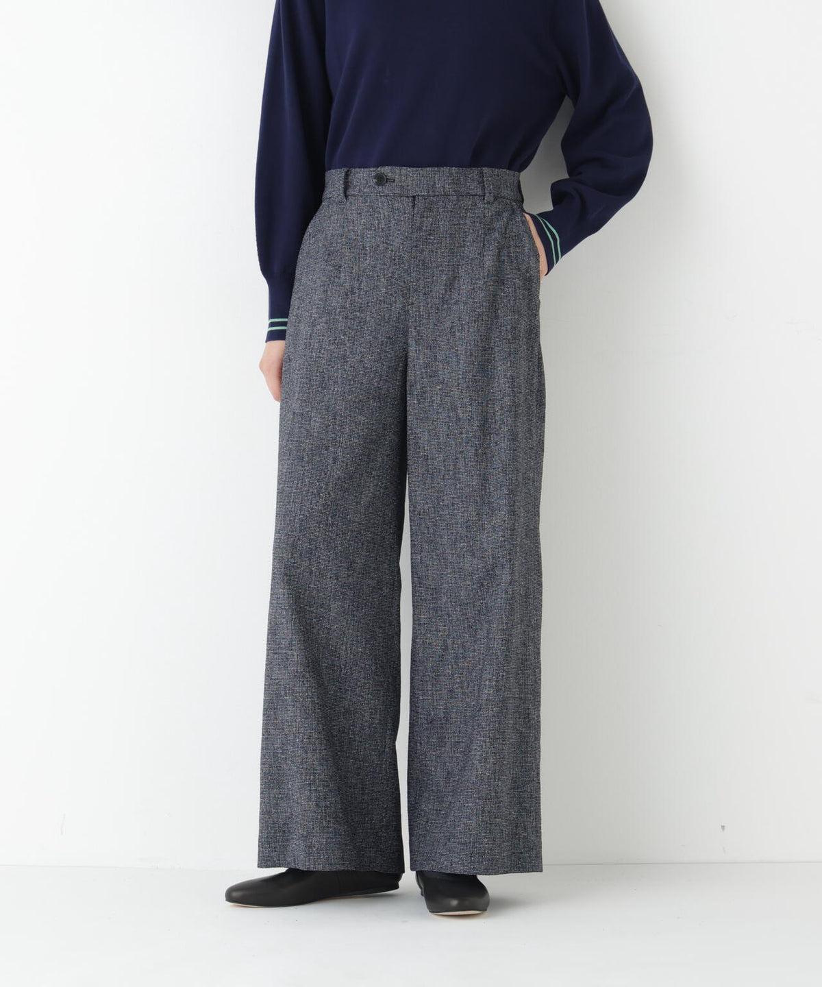 ≪セットアップ可≫ツィードセミワイドパンツ