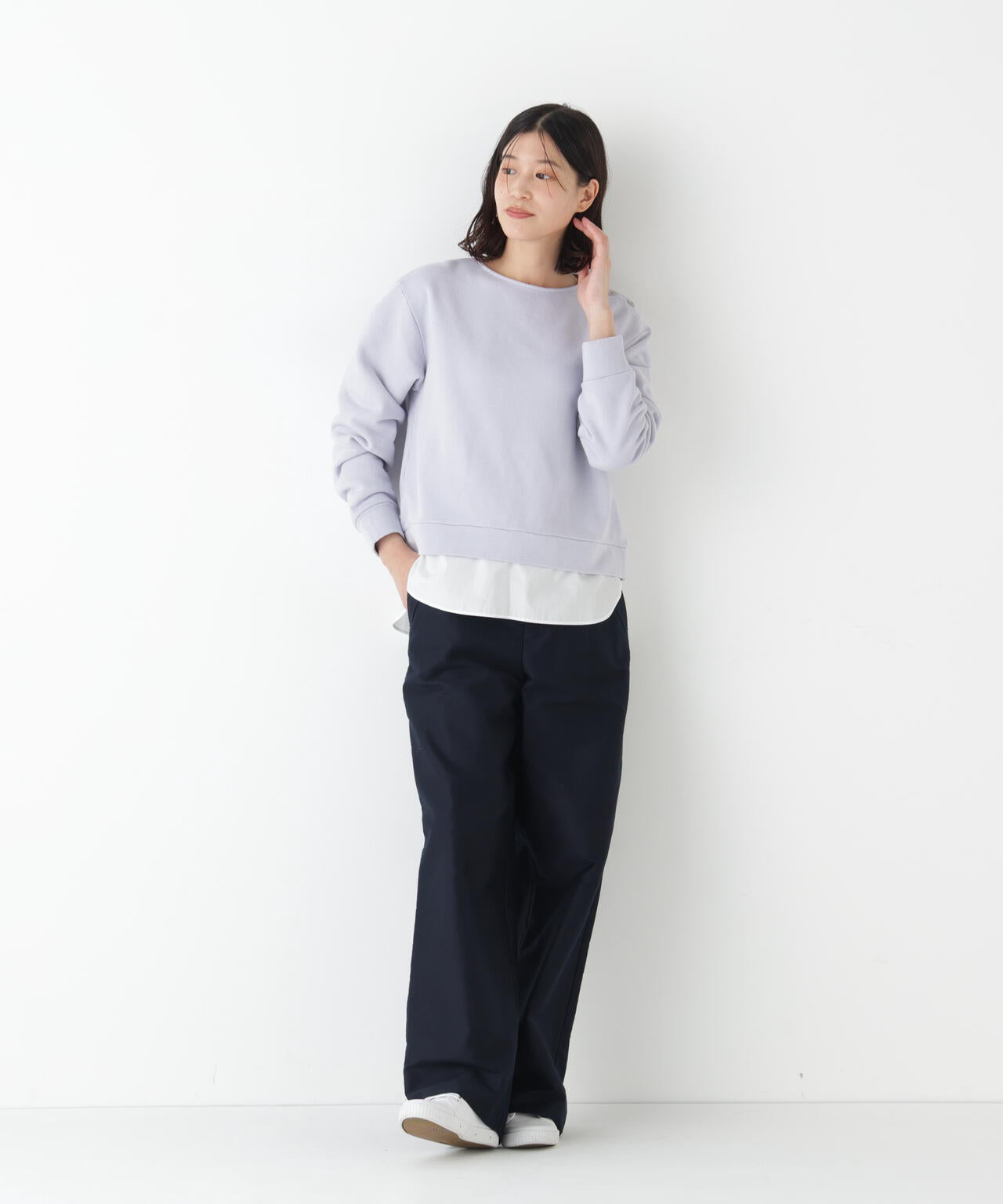 ≪マルチサイズ / 洗える≫ライトモールスキンセミワイドパンツ
