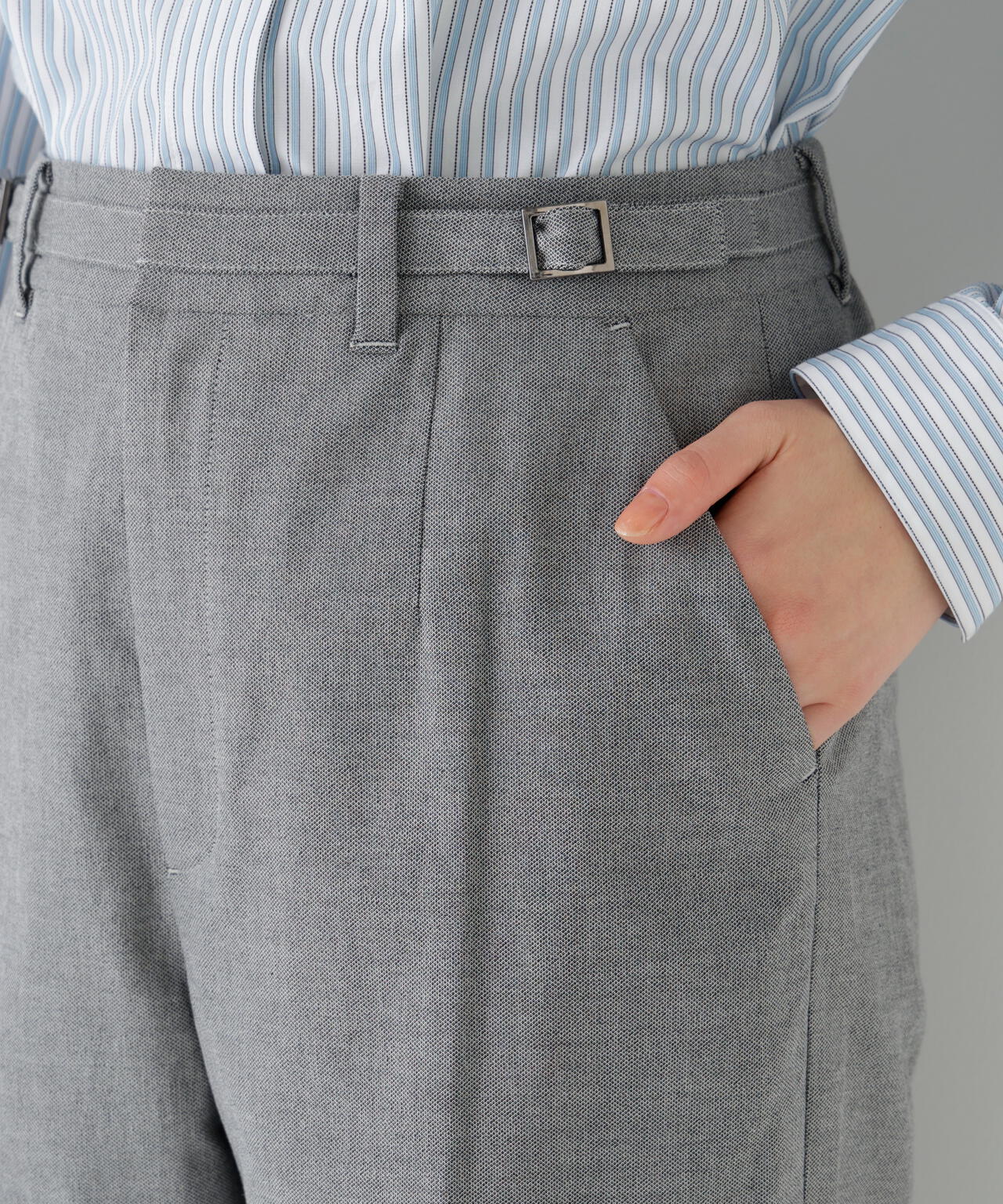《名品 / マルチサイズ / 洗える》ドビーストレッチストレートパンツ