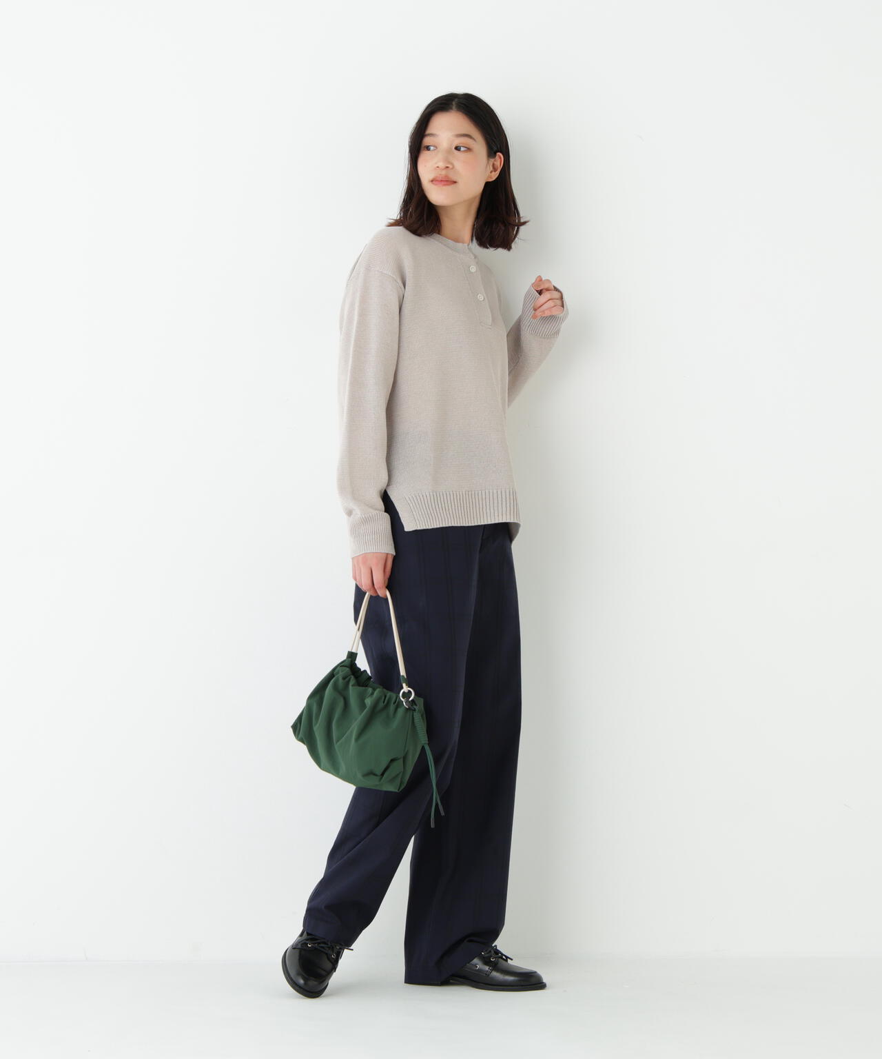 《洗える》先染めチェックストレートパンツ