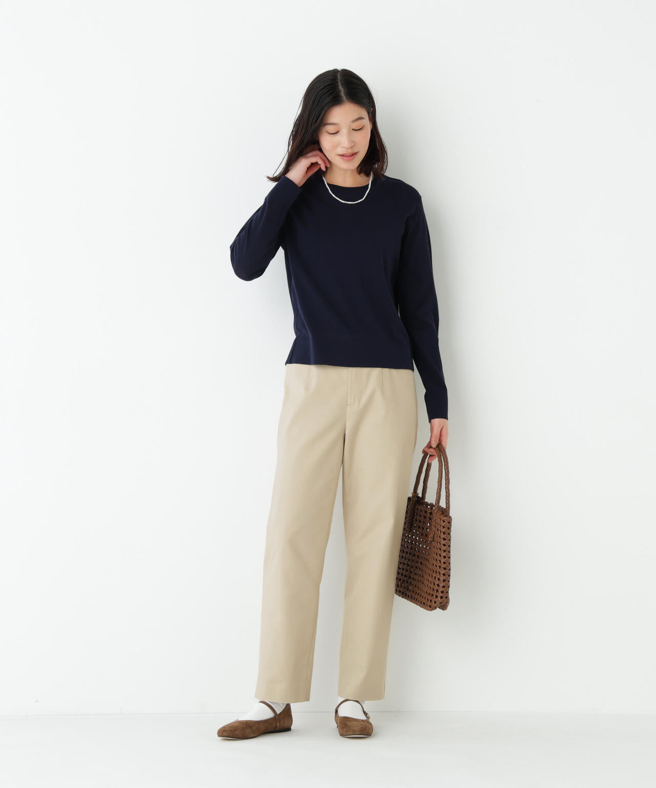《洗える / ストレッチ素材》細身ストレッチストレートパンツ