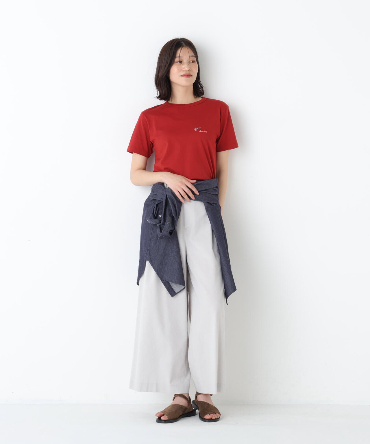 《名品 / マルチサイズ / 洗える》ドライタッチリネン混ガウチョパンツ