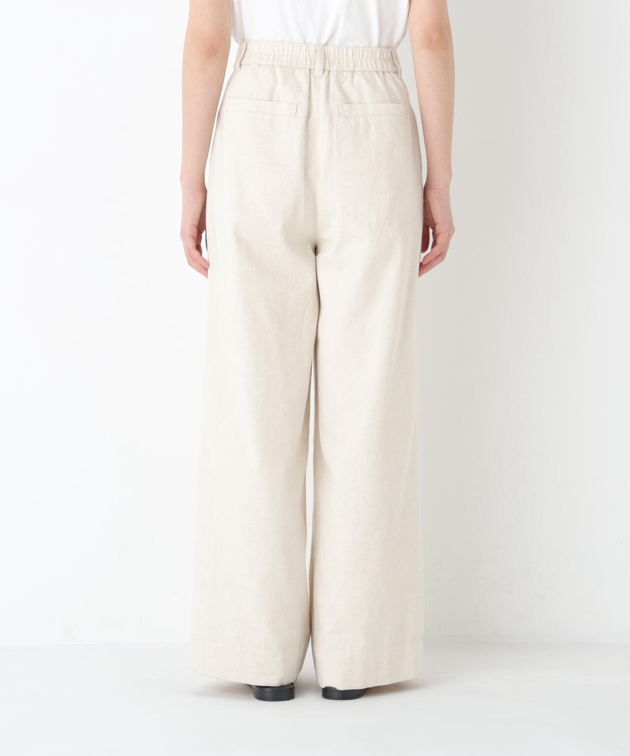 《洗える》綿麻ライトオンスデニムワイドパンツ