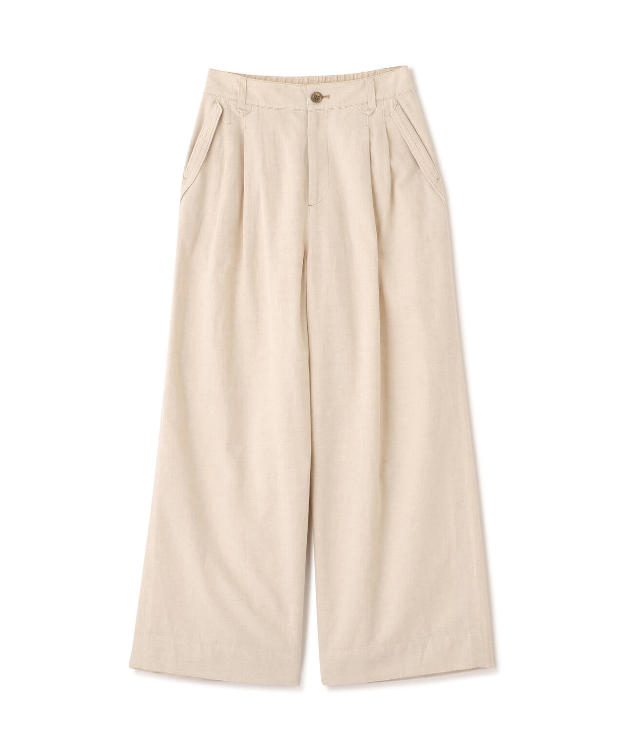 《洗える》綿麻ライトオンスデニムワイドパンツ