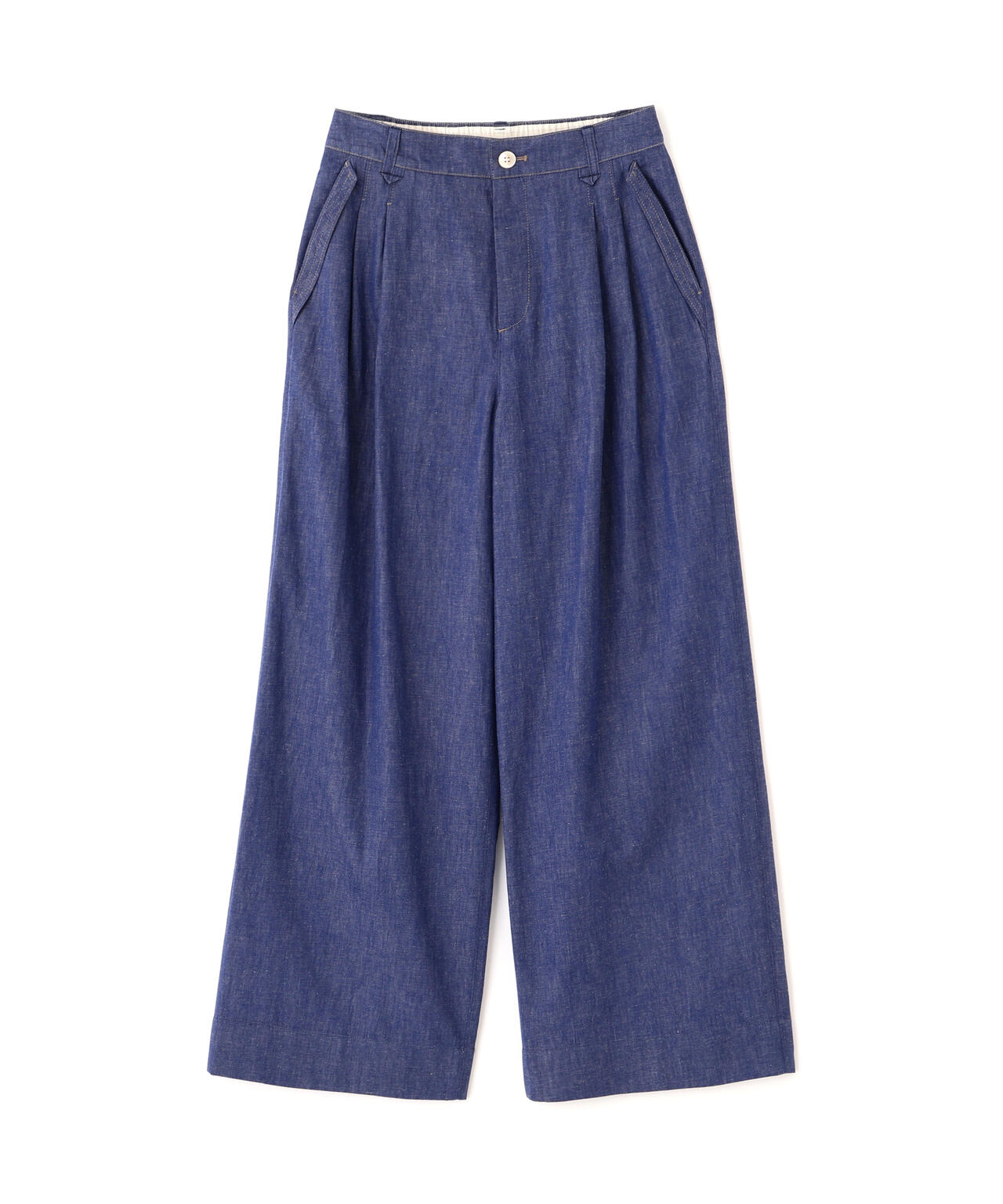 《洗える》綿麻ライトオンスデニムワイドパンツ