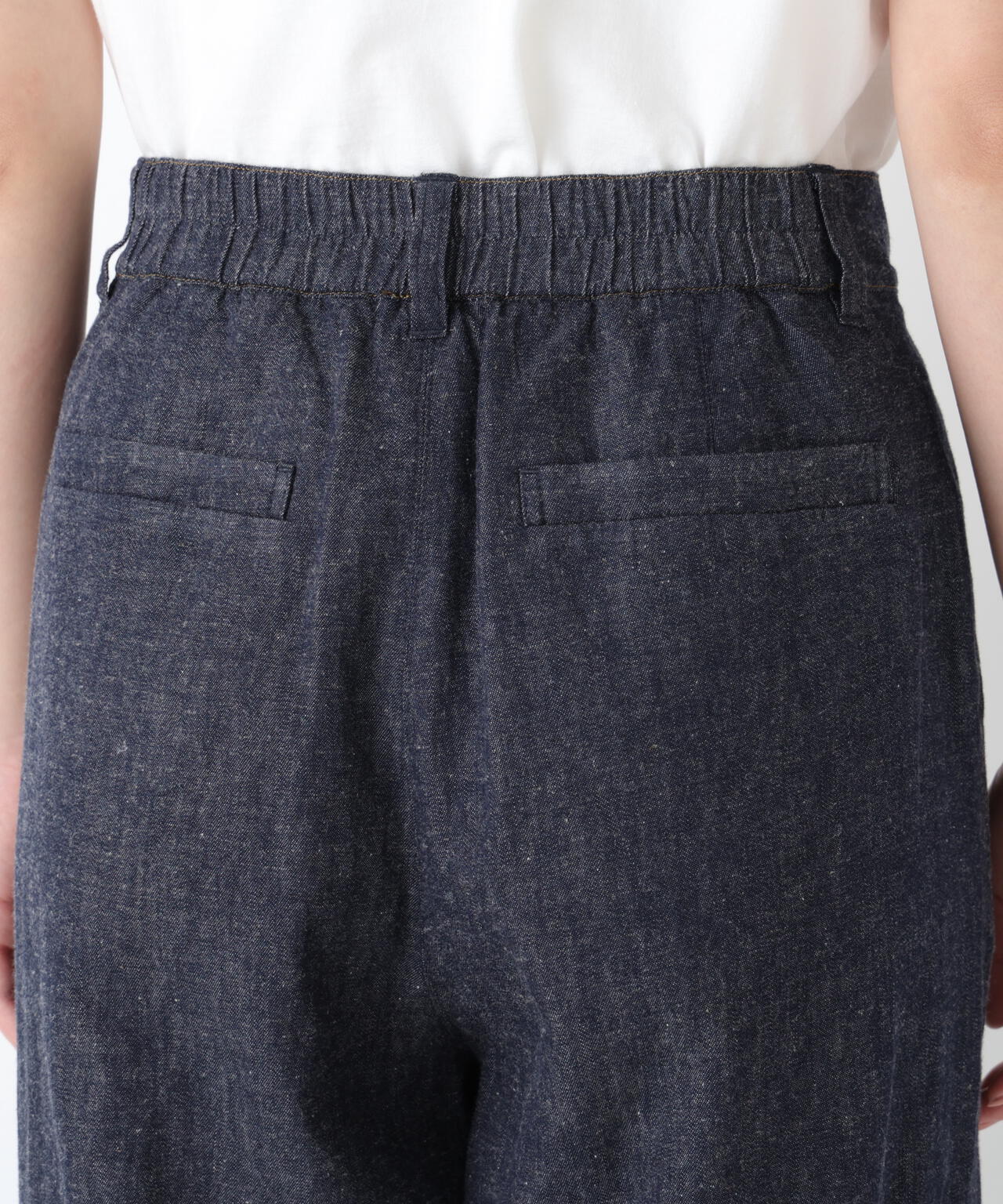 《洗える》綿麻ライトオンスデニムワイドパンツ